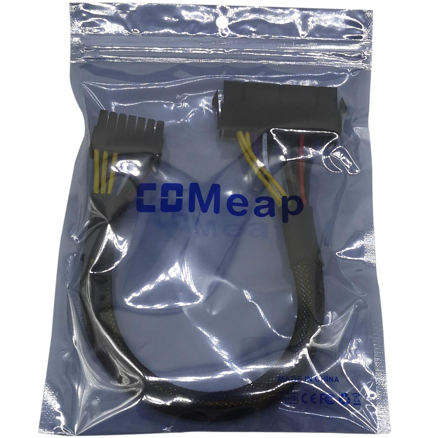 Comeap 24 Pin To 14 Pin Atx Psu Main Power Adapter Braided Sleeved Cable For Ibm Lenovo Pcs And Servers 12-Inch(30Cm) (Long Type