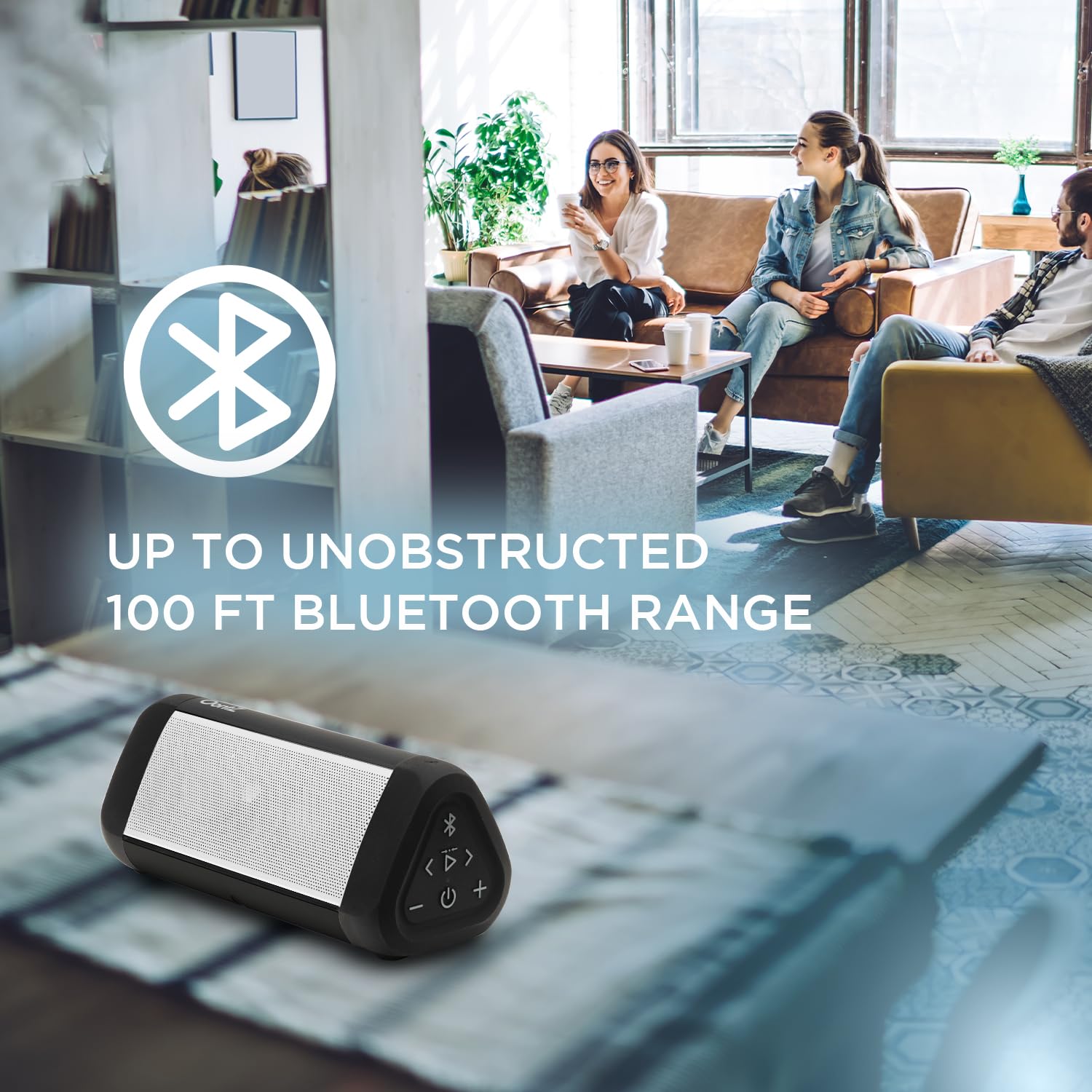 Oontz Ultra Portable Bluetooth Speaker 5.0   Ipx7 Waterproof, 14W Enhanced Sound, 20 Hr Battery, 100Ft Wireless Range, Deep Bass And Clear Audio, Durable Shower Speaker For Pool Or Beach (White)