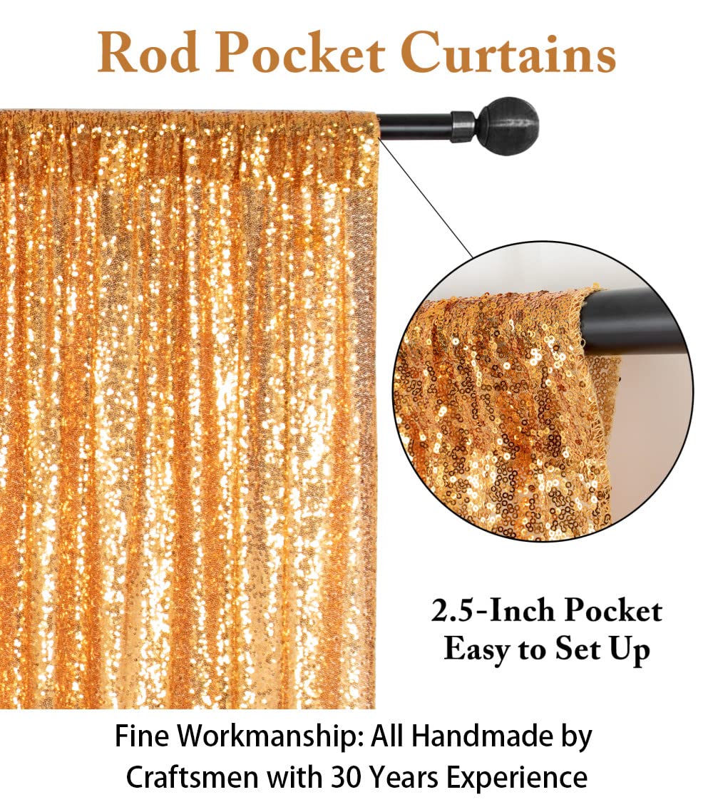 Shidianyi 4Ftx6Ft Gold Sequin Photo Backdrop,Party/Prom Photography Background,Wedding Photo Booth (Gold)