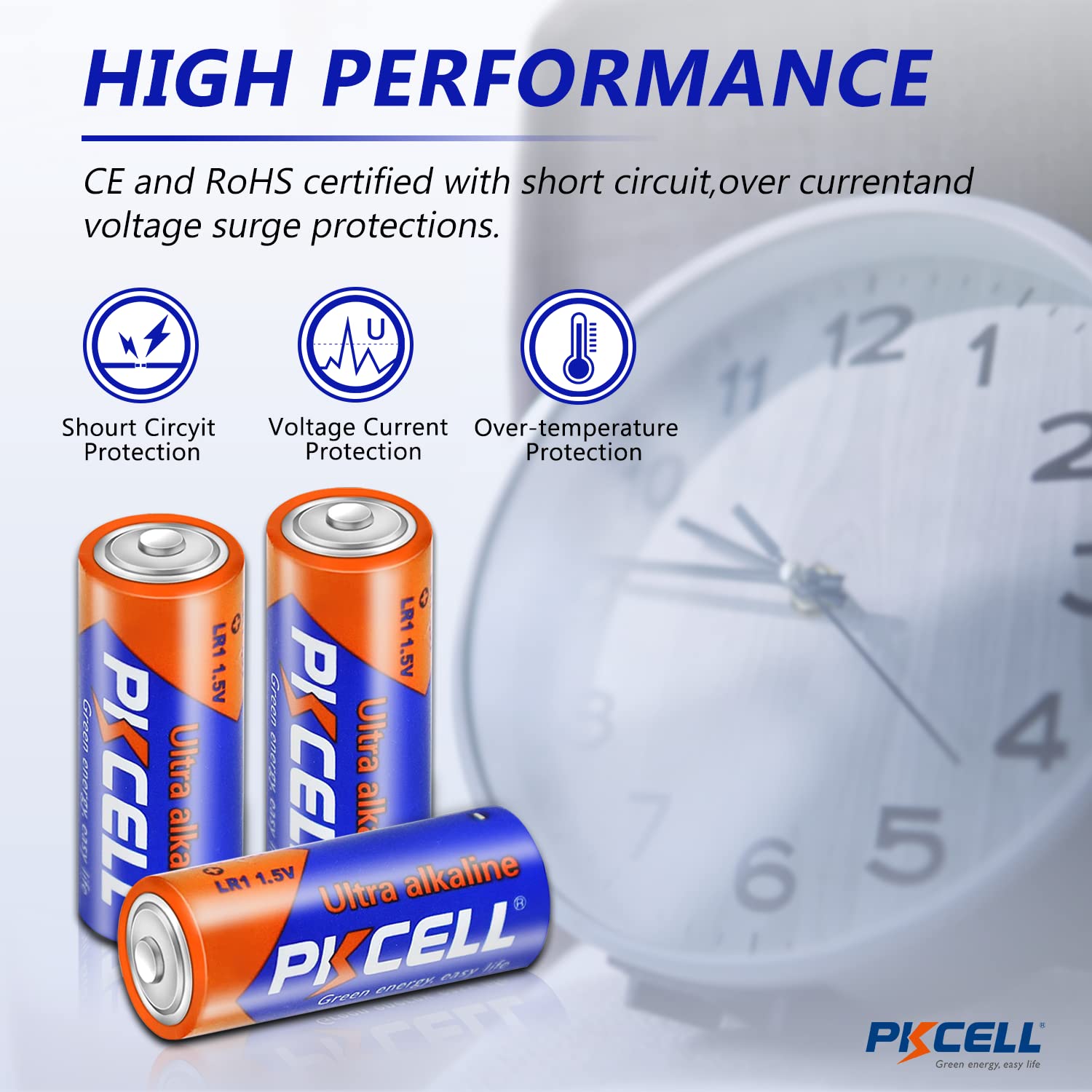 Pkcell 20 Counts 1.5V Lr1/Mn9100/E90/N Size Alkaline Batteries,Leak Proof Batteries,High Performance And Powerful Batteries,Suit