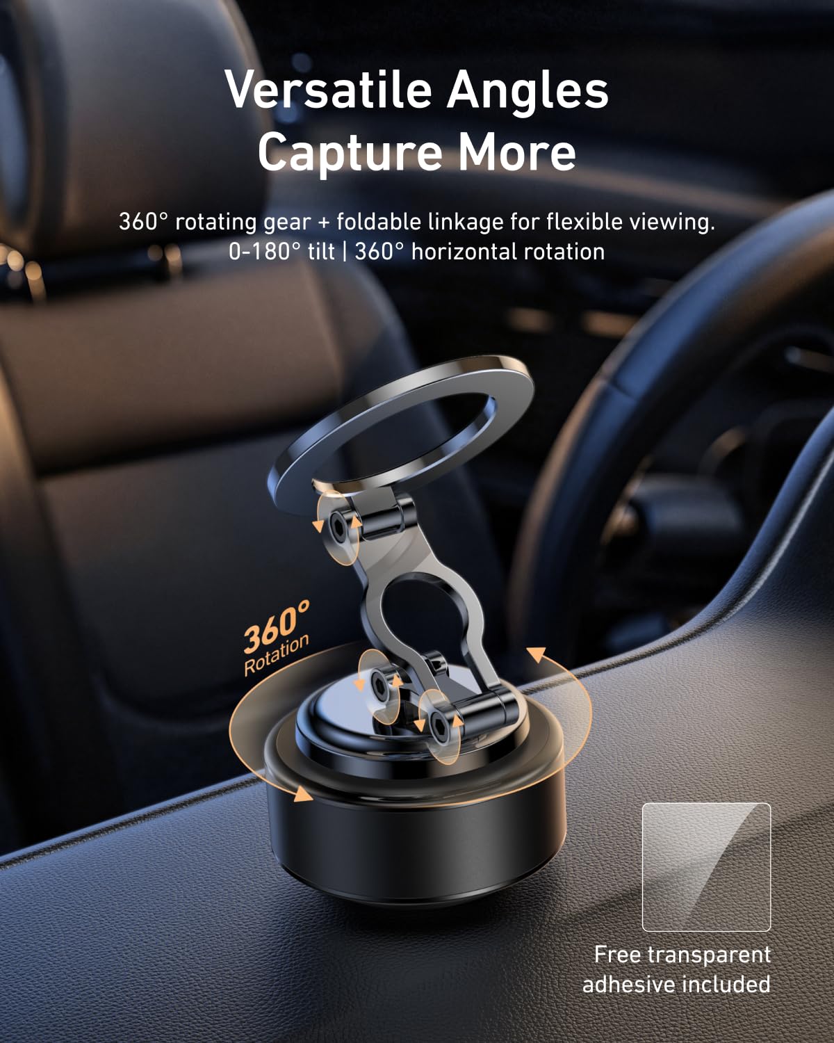 Telesin Electric Magsafe Car Mount Vacuum Magnetic Car Phone Holder 105N 360 Reinforced Adjustable Swivel Lock, Suction Cup Phon