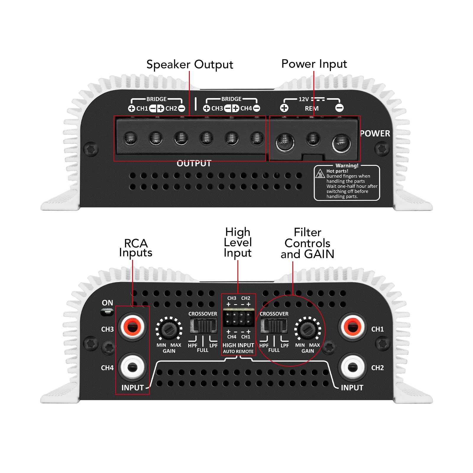 Taramps Ds 440X4 2 Ohms Multichannel Amplifier 440 Watts Rms 110X4 Watts Full Range Crossover Fixed Rca/High Level Input 4 Chann
