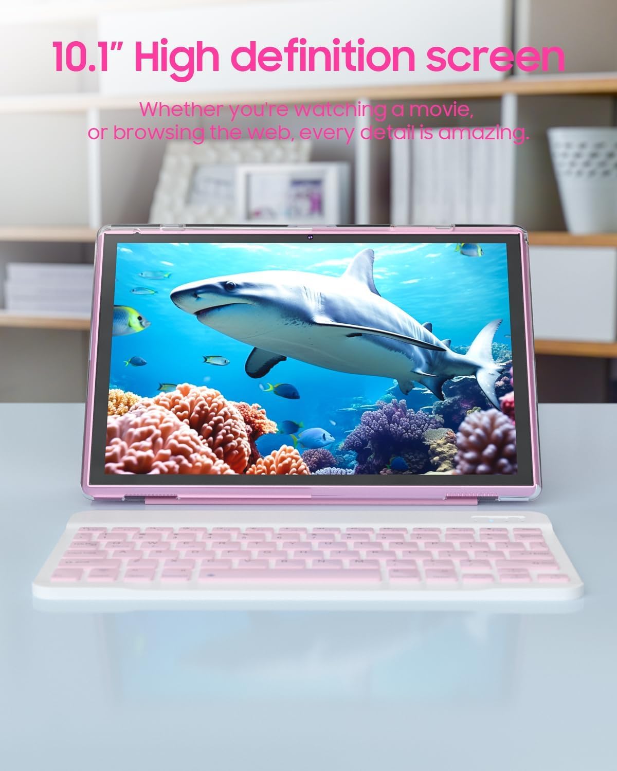 Zzb Tablet 2 In 1 Tablet With Keyboard Case Mouse Stylus Pen, 10 Inch Tablet Android Tablets Pc, 10.1'' Hd Tab 6000Mah Battery 3