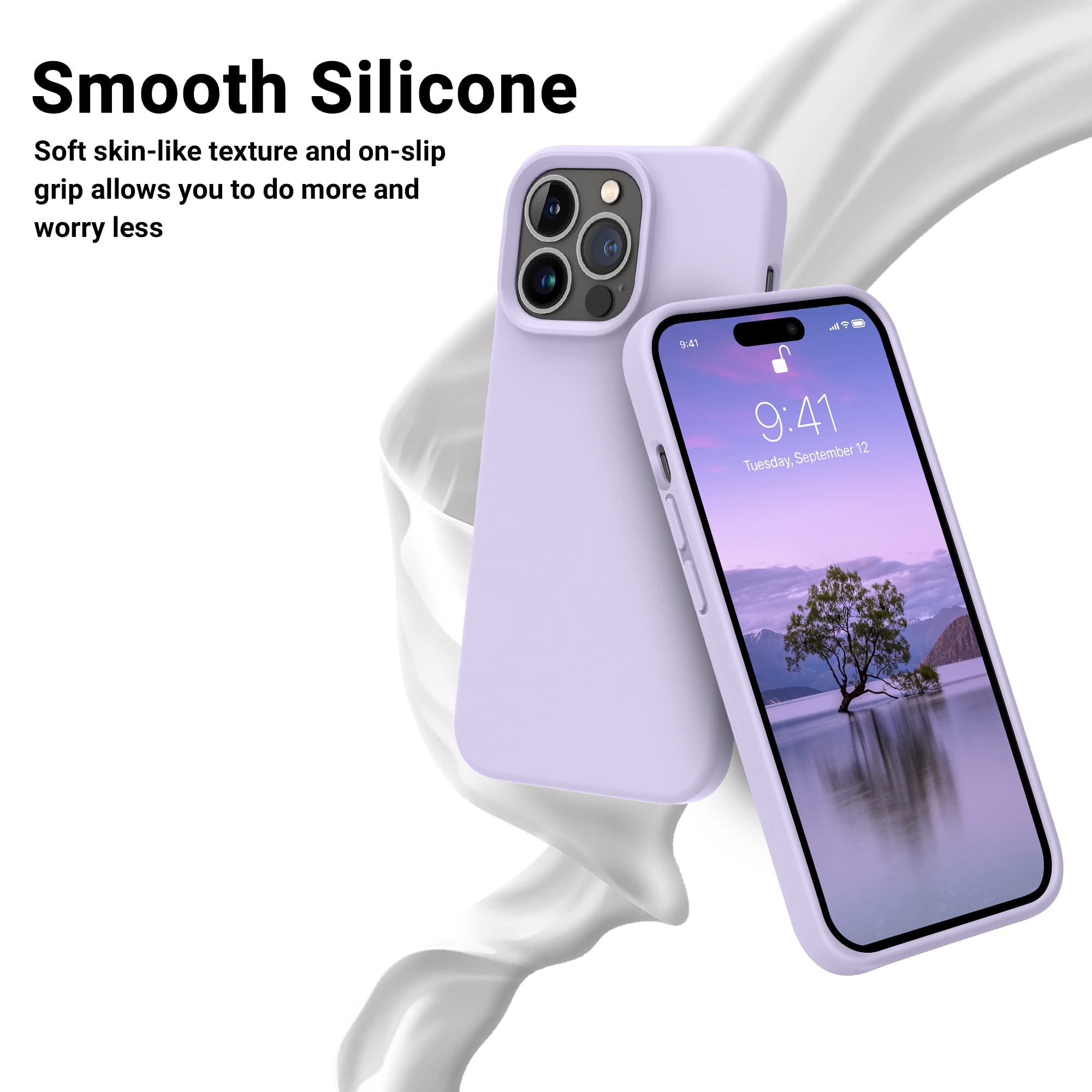 Otofly Designed For Iphone 14 Pro Case, Silicone Shockproof Slim Thin Phone Case For Iphone 14 Pro 6.1 Inch (Cloud Mauve)