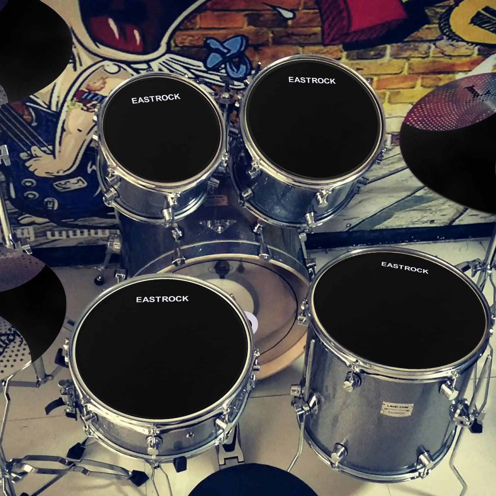 Eastrock Drum Mute Pads Set 11 Pieces With Cymbal Pad + Hi Hats Set Pad, Foam Drum Silencer Pads, Fit 10   , 12   , 14   , 16''