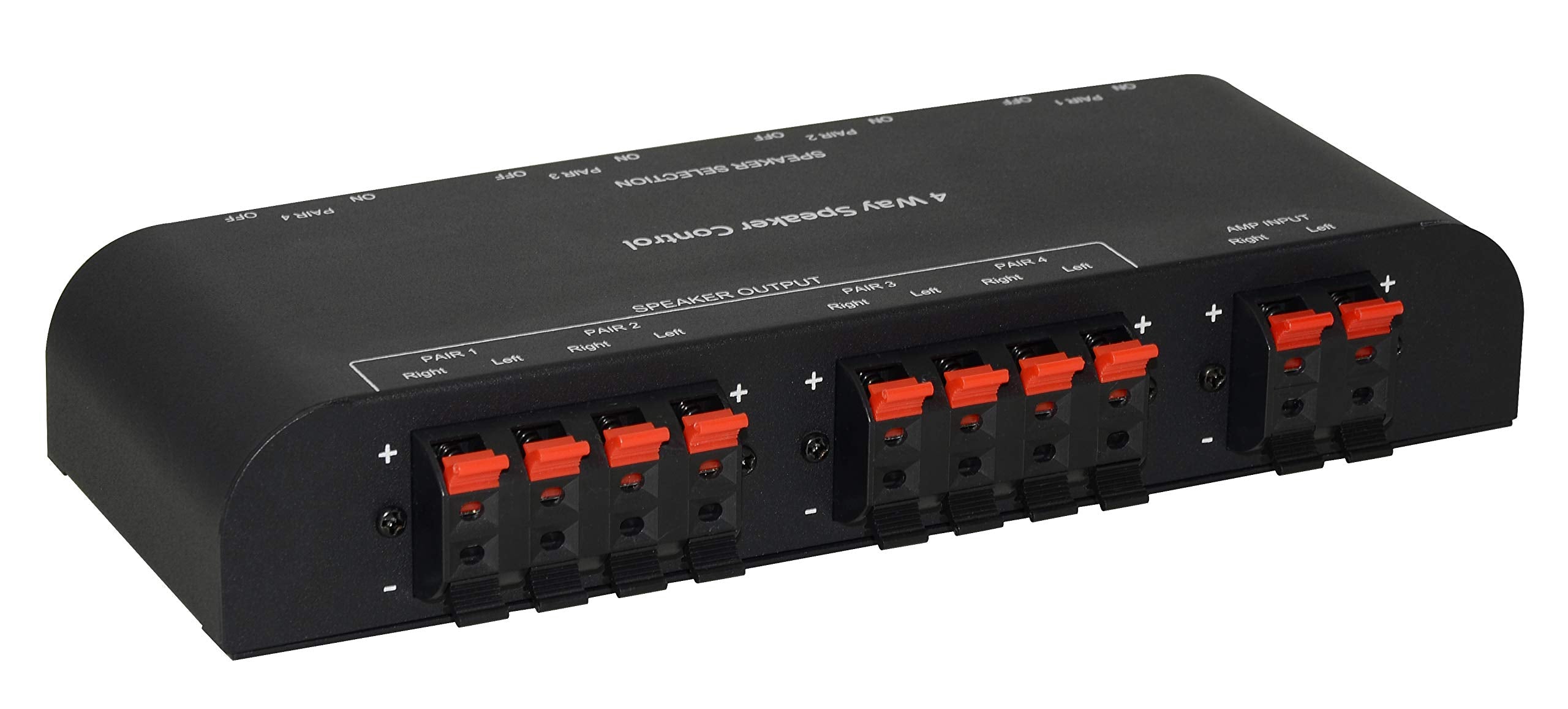 Xtrempro 61050 2 To 4 Way Speaker Switch, 1 In 2 Out To 1 In 4 Out Way Pair Stereo Speaker Selector W/Terminal Clamps Metal Non