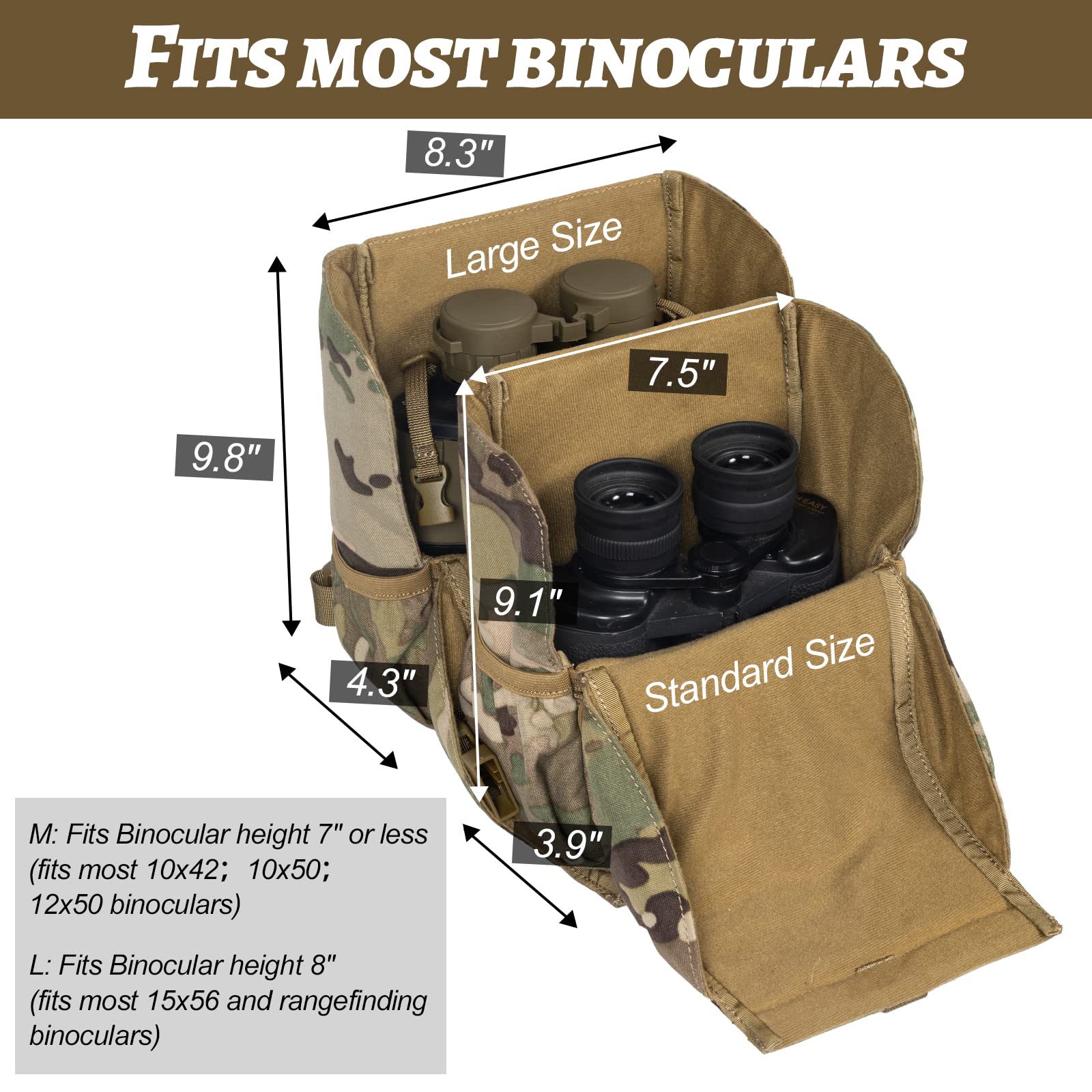 Vismix Binocular Harness, Adjustable Binocular Harness Chest Pack With Rain Cover For Hunting Hiking Shooting