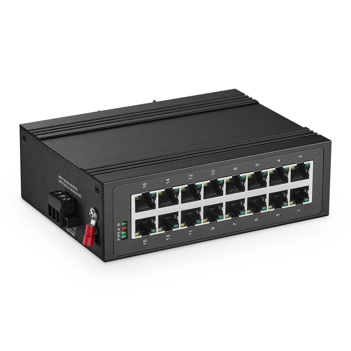 Binardat 16 Port Gigabit Din Rail Industrial Ethernet Switch, 16 Ports 10/100/1000Mbps, Fanless Ip40 Unmanaged Plug And Play