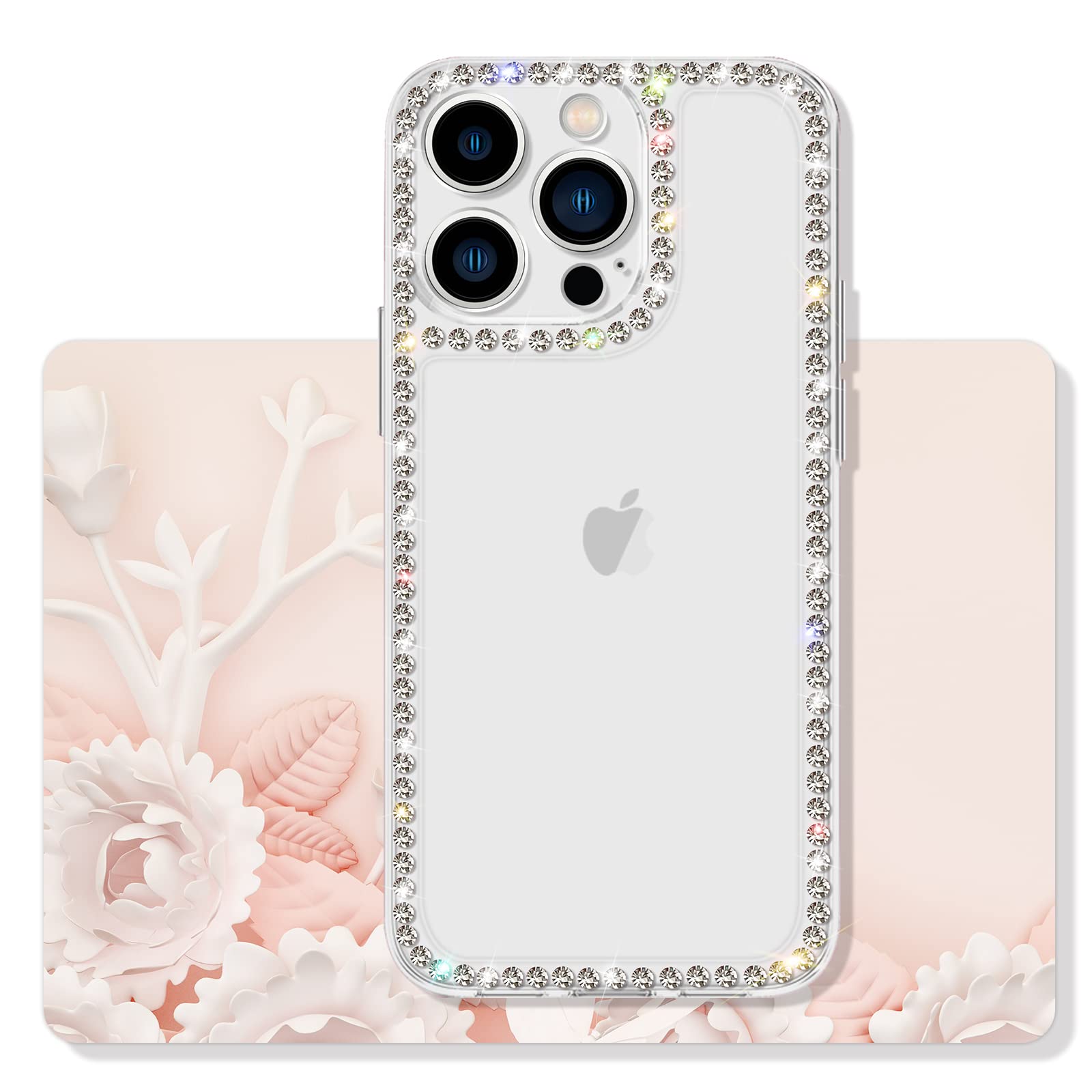 Vaoxty Compatible With Iphone 13 Pro Clear Case Cute For Women Girls Bling Diamond Glitter Rhinestone Sparkle Shiny Bumper Desig