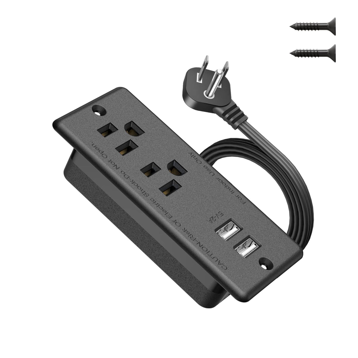 Recessed Power Strip With 2 Usb,Flat Plug Ultra Thin Extension Cord,Furniture Desktop Charging Station For Side Table,End Table,