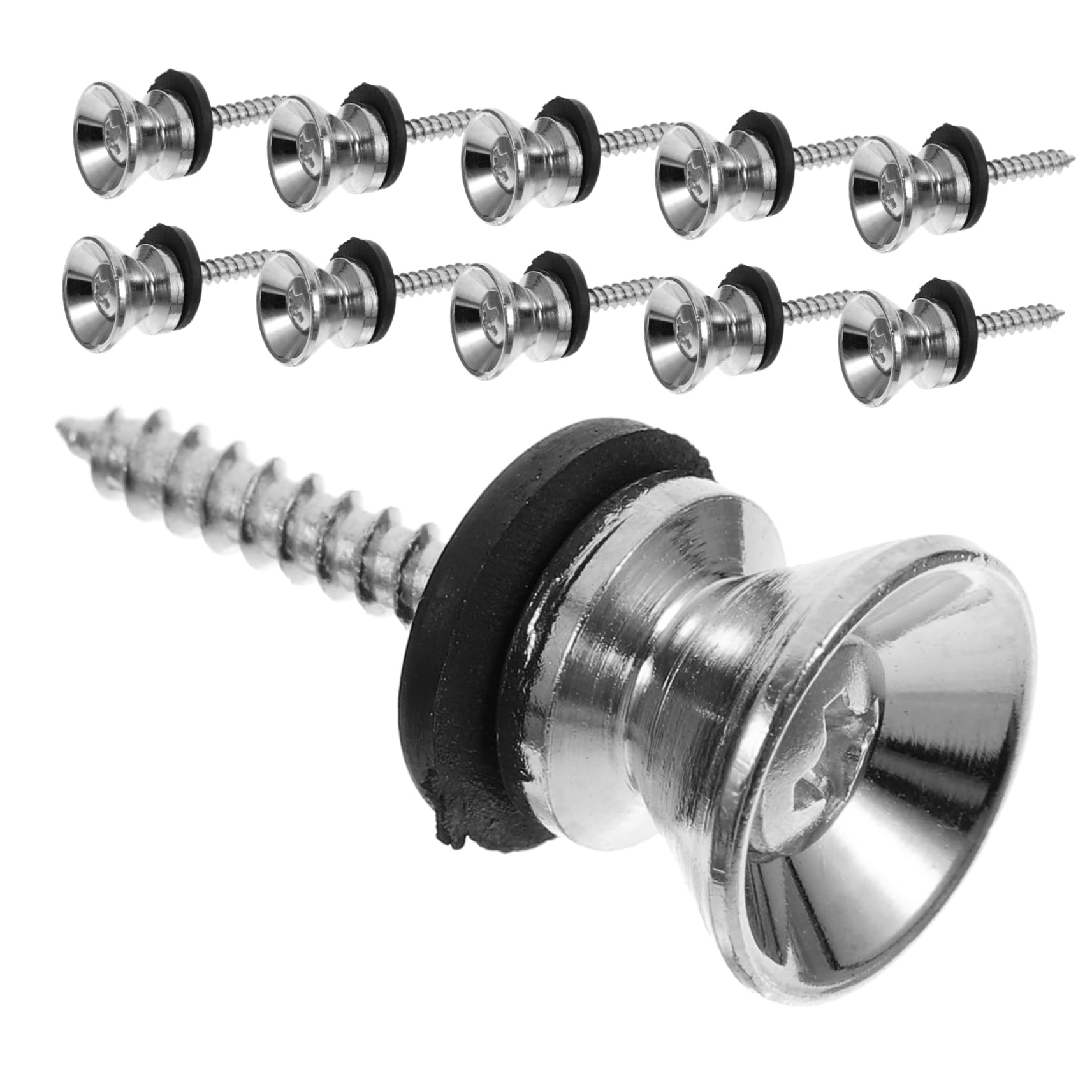 SUPVOX 20pcs Metal Guitar End Pins Set with Gasket and Screws Bass Guitar Strap Lock Buttons for Electric and Acoustic Ukulele A