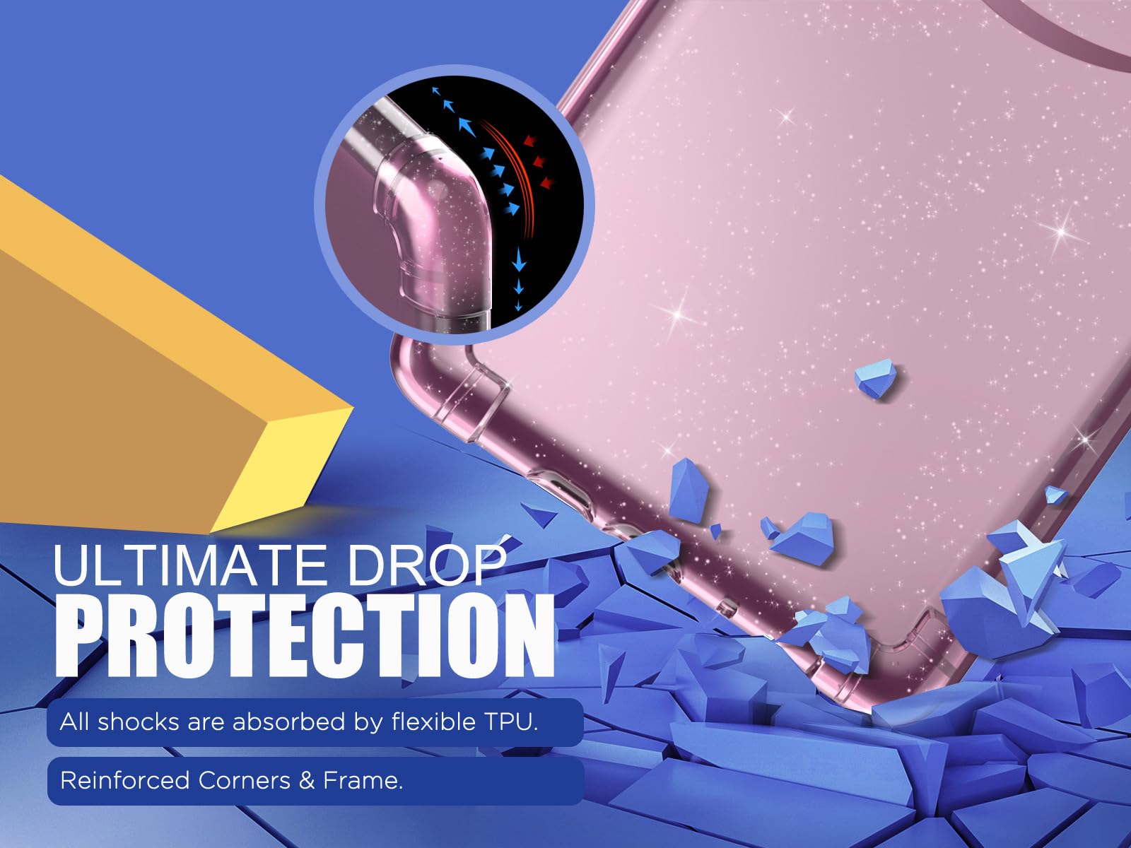 MoKo Case for 6' All New Kindle (11th Generation 2024/2022 Release), Ultra Clear Soft Flexible Transparent TPU Skin Bumper Back Cover Shell, Glitter Flowers Pink