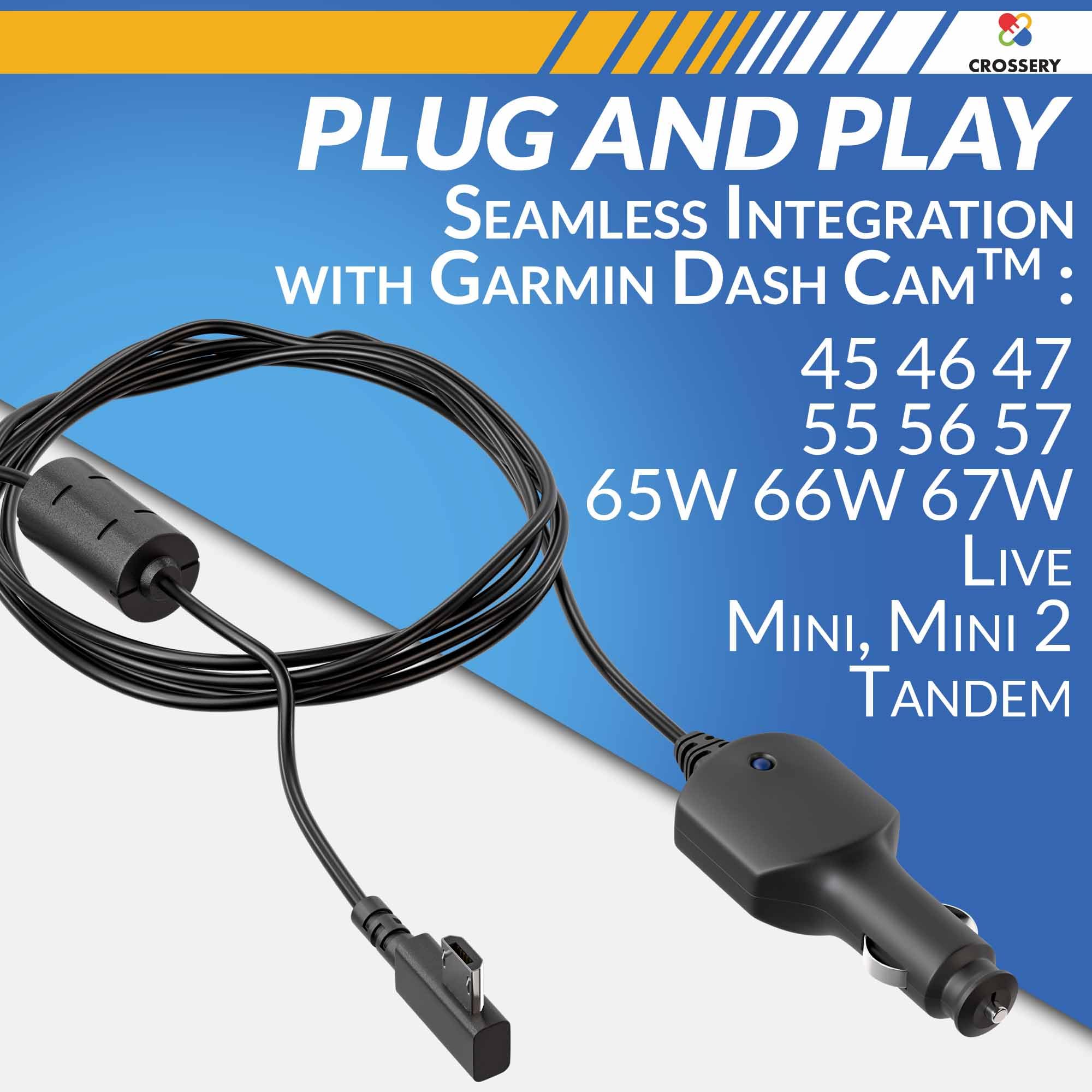 Car Charger Power Cord For Garmin Dash Cam, Micro Usb Power Cord Replacement Cable For Garmin Dash Cam 45, 46 47 55 56 57 65W 66W 67W, Live, Mini & Mini2 And Gps Dezl Otr1000, Otr800 And Rv 1090, 890