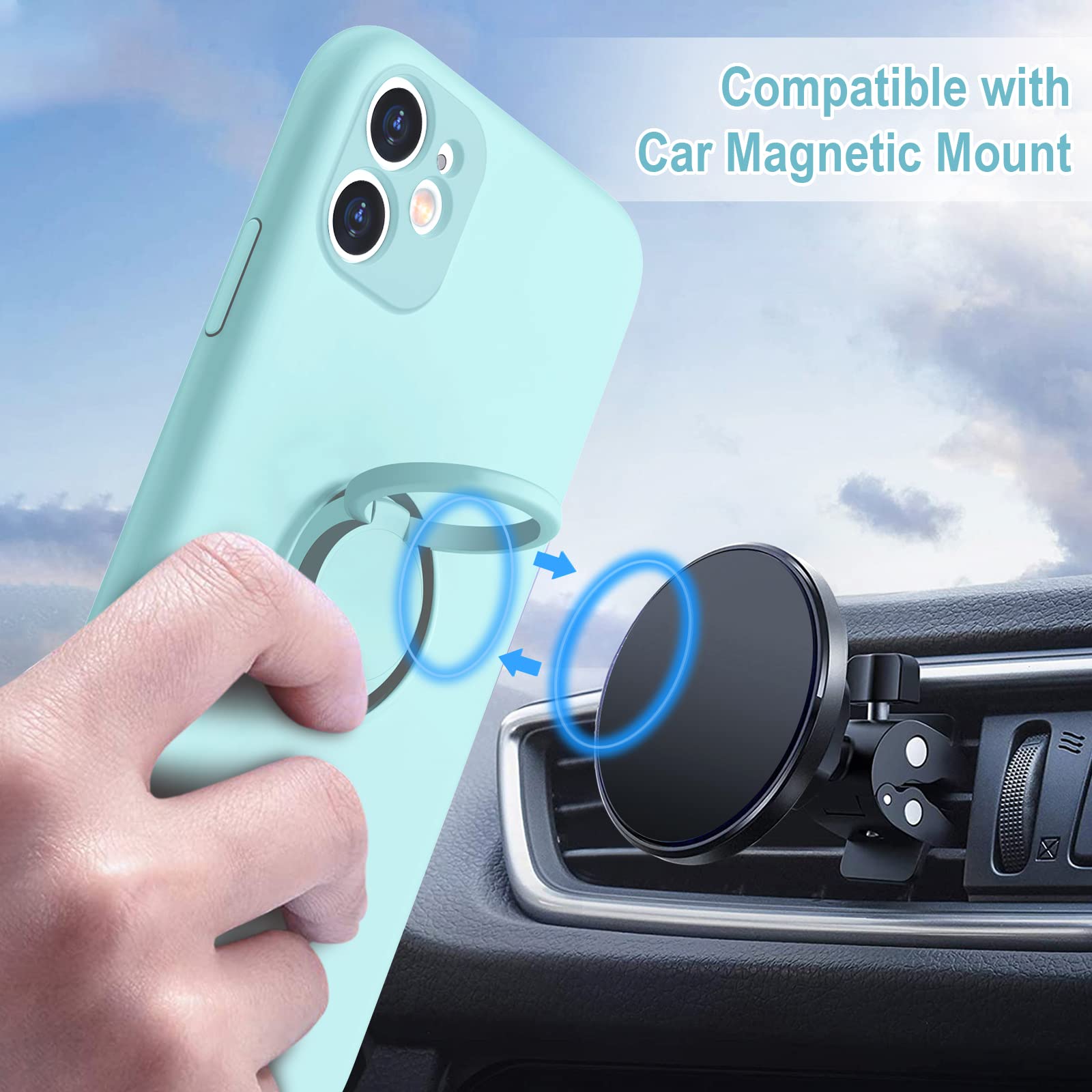 Hython For Iphone 11 Case With Ring Stand [360 Rotatable Ring Holder Magnetic Kickstand] [Support Car Mount] Slim Shockproof Sof