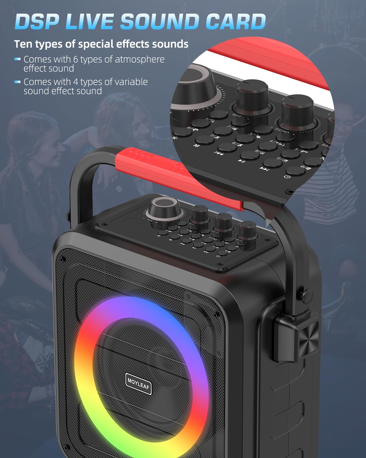 Karaoke Machine For Adults & Kids, Bluetooth Karaoke Speaker With Two Wireless Karaoke Microphones, Pa System Speaker Supports T