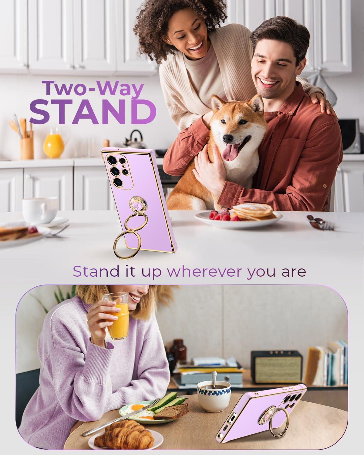 Xyz For Galaxy S23 Ultra Case With Stand, For Samsung Galaxy S23 Ultra Case With Double Ring, Women Girls Bling Luxury Protectiv