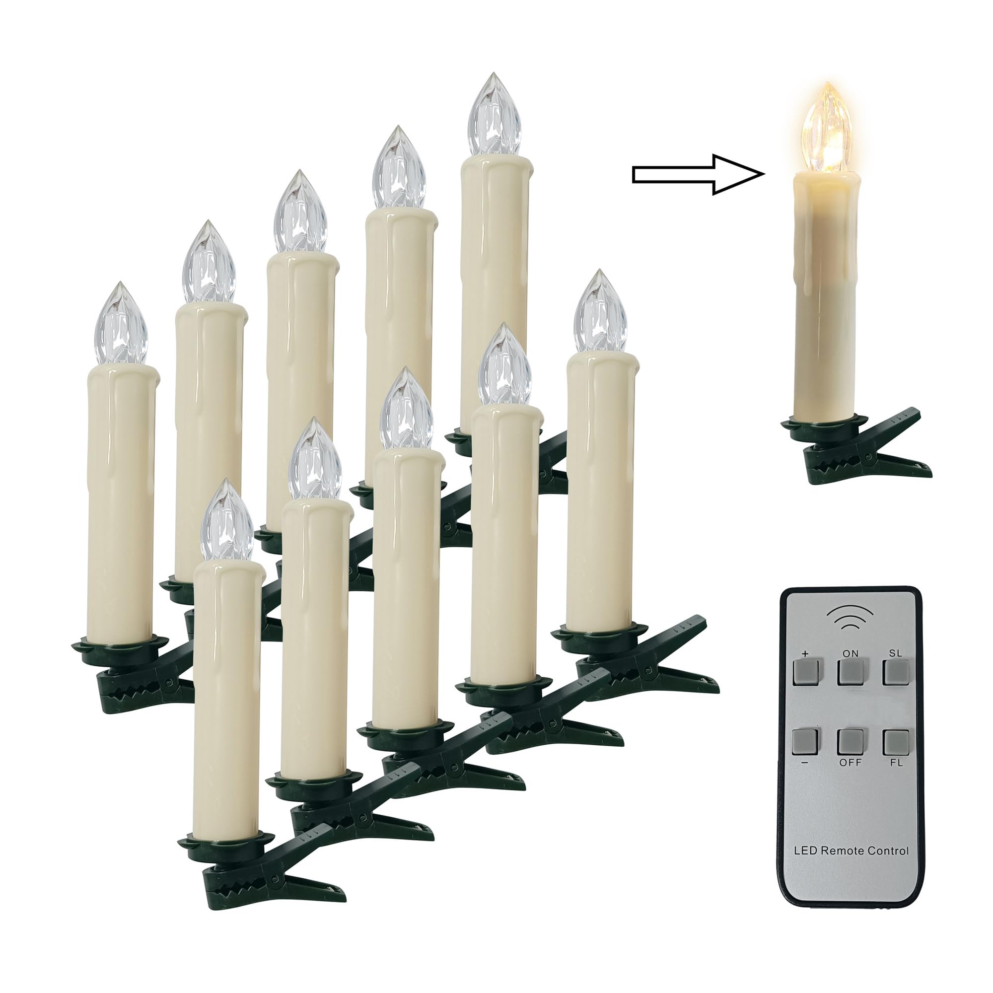 Gedengni Short Candlesticks Led Taper Candle, Remote Candle Sticks Battery Operated Chandelier Flameless Candles With Clip Flick