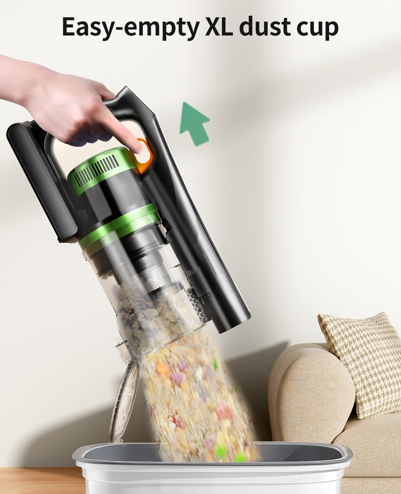 Cordless Vacuum Cleaner, 550W/45Kpa Vacuum Cleaners For Home, 60Mins Anti Tangle Stick Vacuums With Rechargeable Battery, Dual H