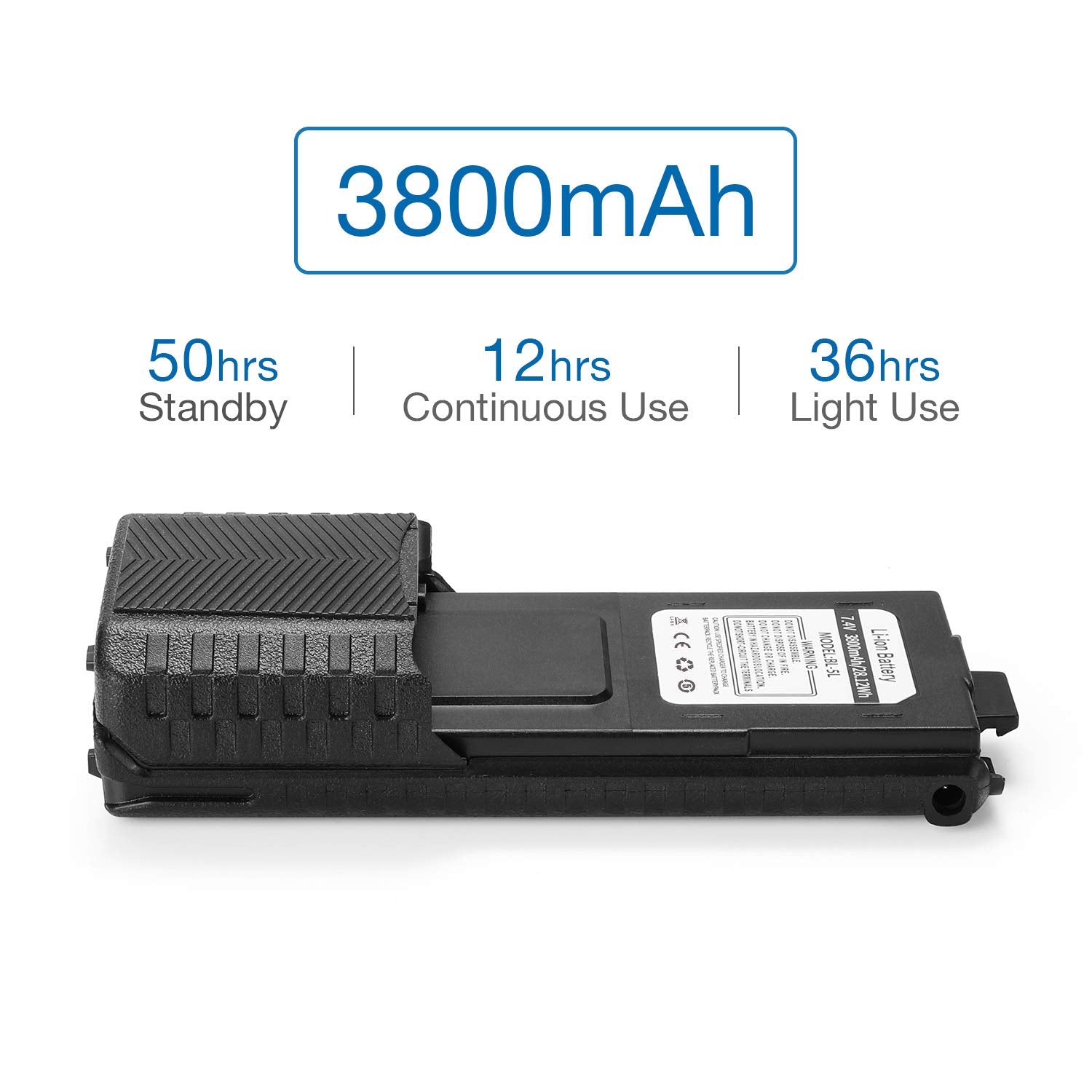 Baofeng Bl-5L 3800Mah Extended Battery Compatible With Uv-5R Rd-5R Uv-5Rtp Uv-5R Plus Uv-5G Uv-5G Pro Gt-5R Gt-5R Pro, Original