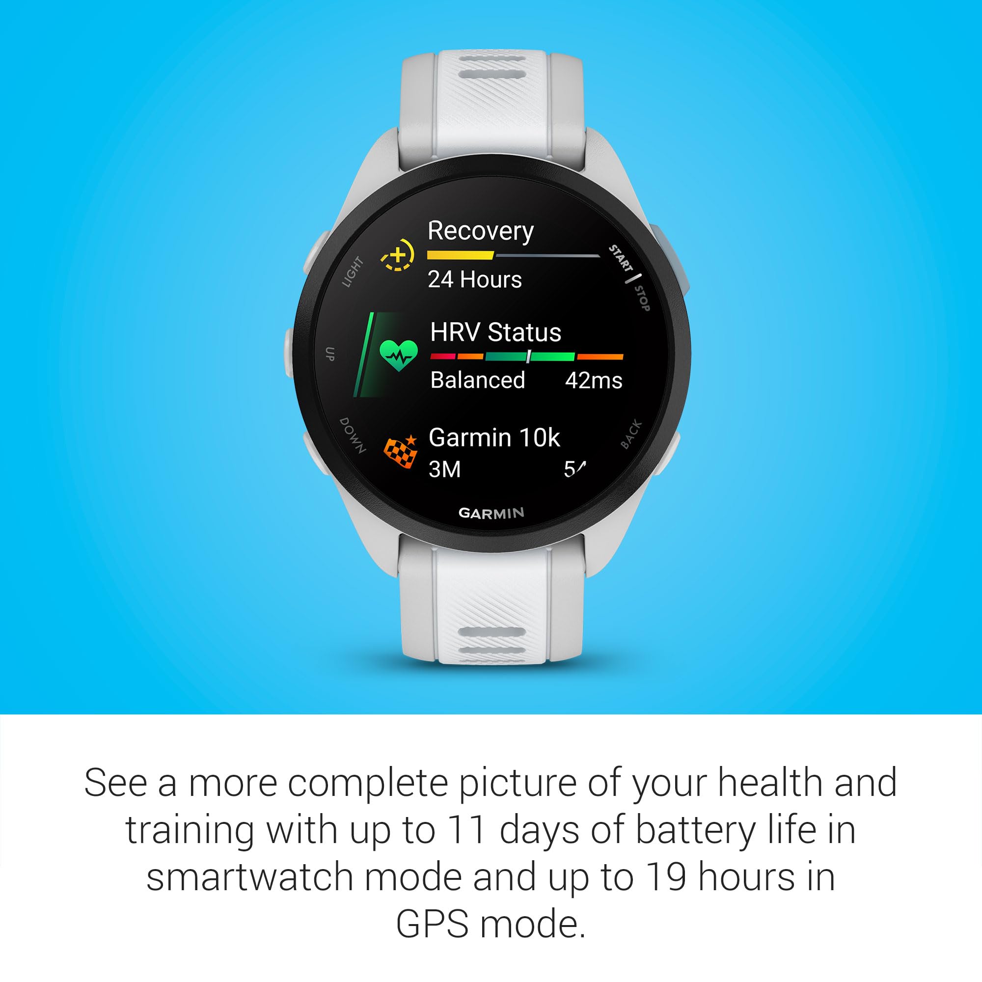 Garmin Forerunner 165 Gps Running Smartwatch, Mist Gray/Whitestone, Advanced Health - Fitness Insights, Sleep Coach, Training Pl