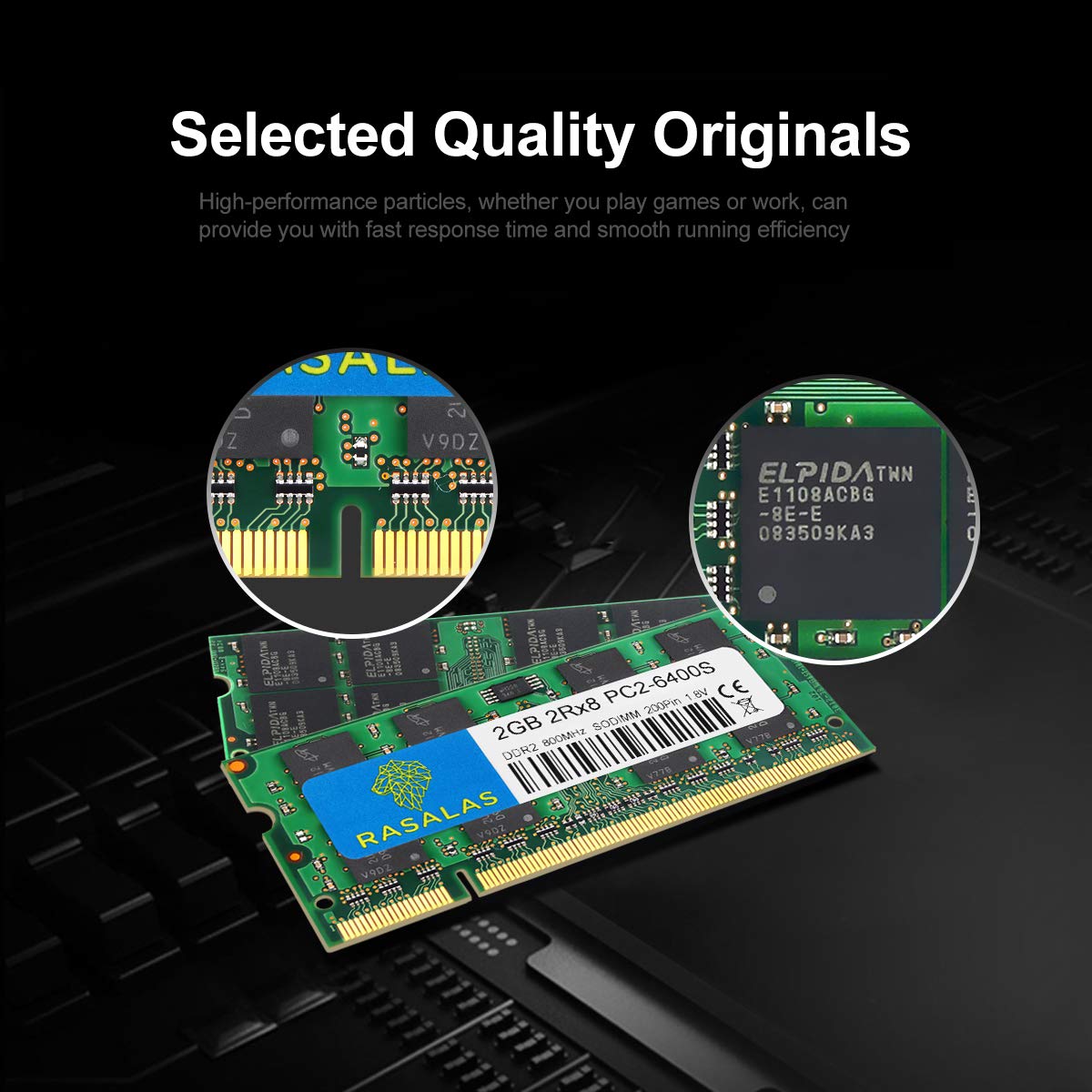 Rasalas Ddr2 Pc2 6400 Ddr2 800 Sodimm Ddr2 4Gb Kit (2X2Gb) Pc2 6400S 2Rx8 1.8V Cl6 Ram Memory Modules For Laptop Computer
