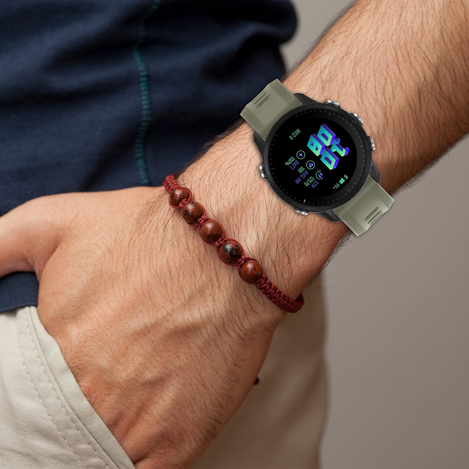 Topperfekt Band For Garmin Forerunner 955 Watch - Soft Silicone Replacement Band Strap Compatible With 955 Smart Watch For Women