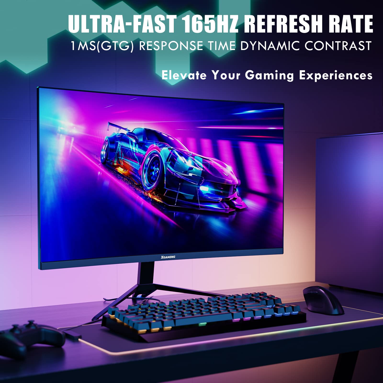 27 Inch Curved Gaming Monitor, Qhd 2560 X 1440 Computer Monitor 144Hz/165Hz, 16:9 Wide Hdr Display, Freesync, 1Ms Response, Pc M