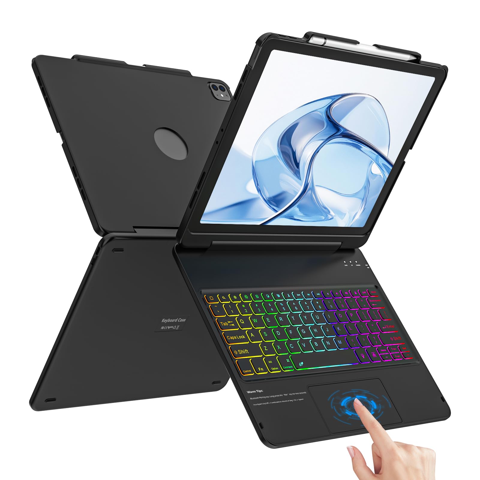 CC Store for iPad Air 13 inch Case Keyboard with 7 Colors Backlit