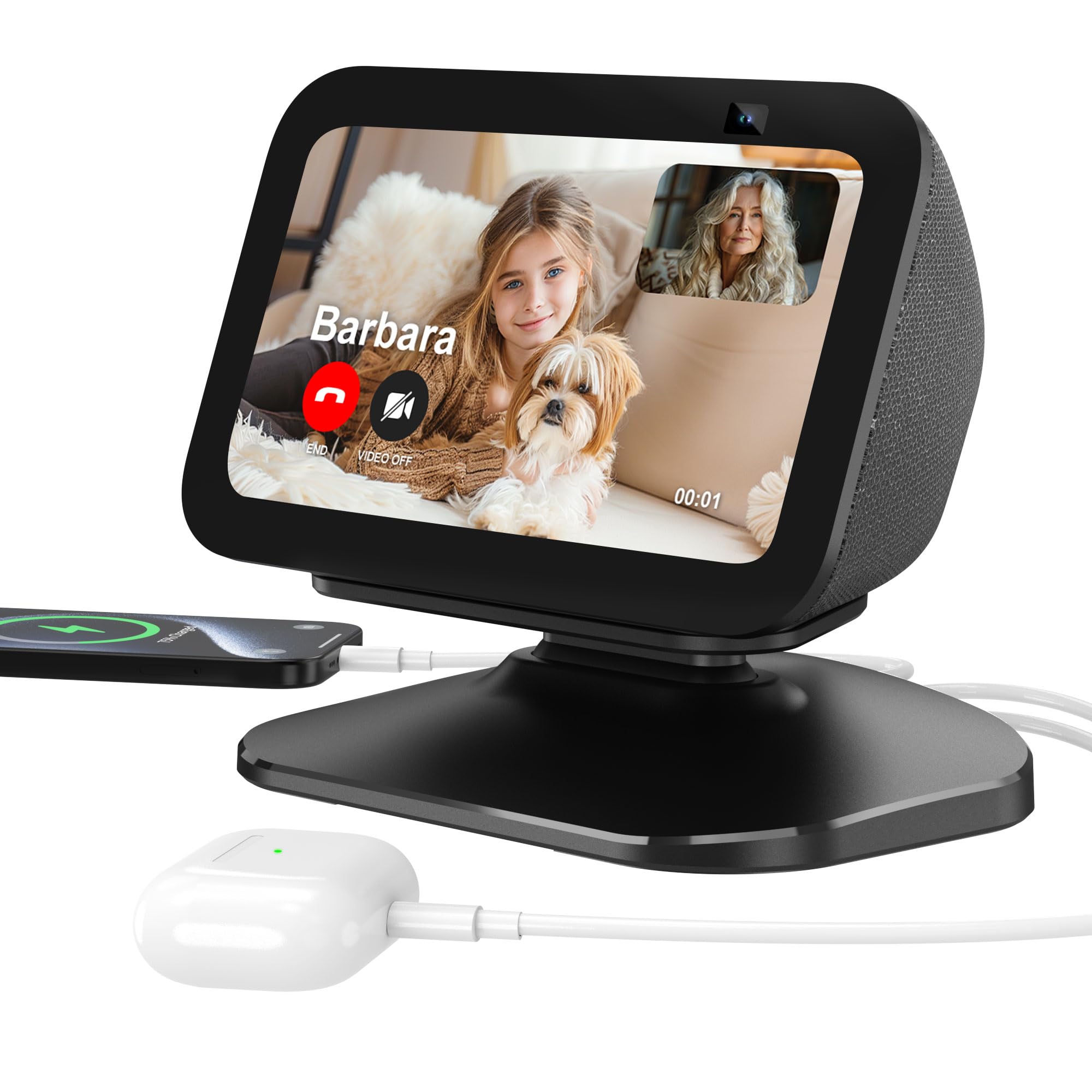 Plusacc Stand For Show 5 (3Rd Gen)   Adjustable Table Holder With 2 Charging Ports (Usb C & Usb A), Tilt Magnetic Base Station F