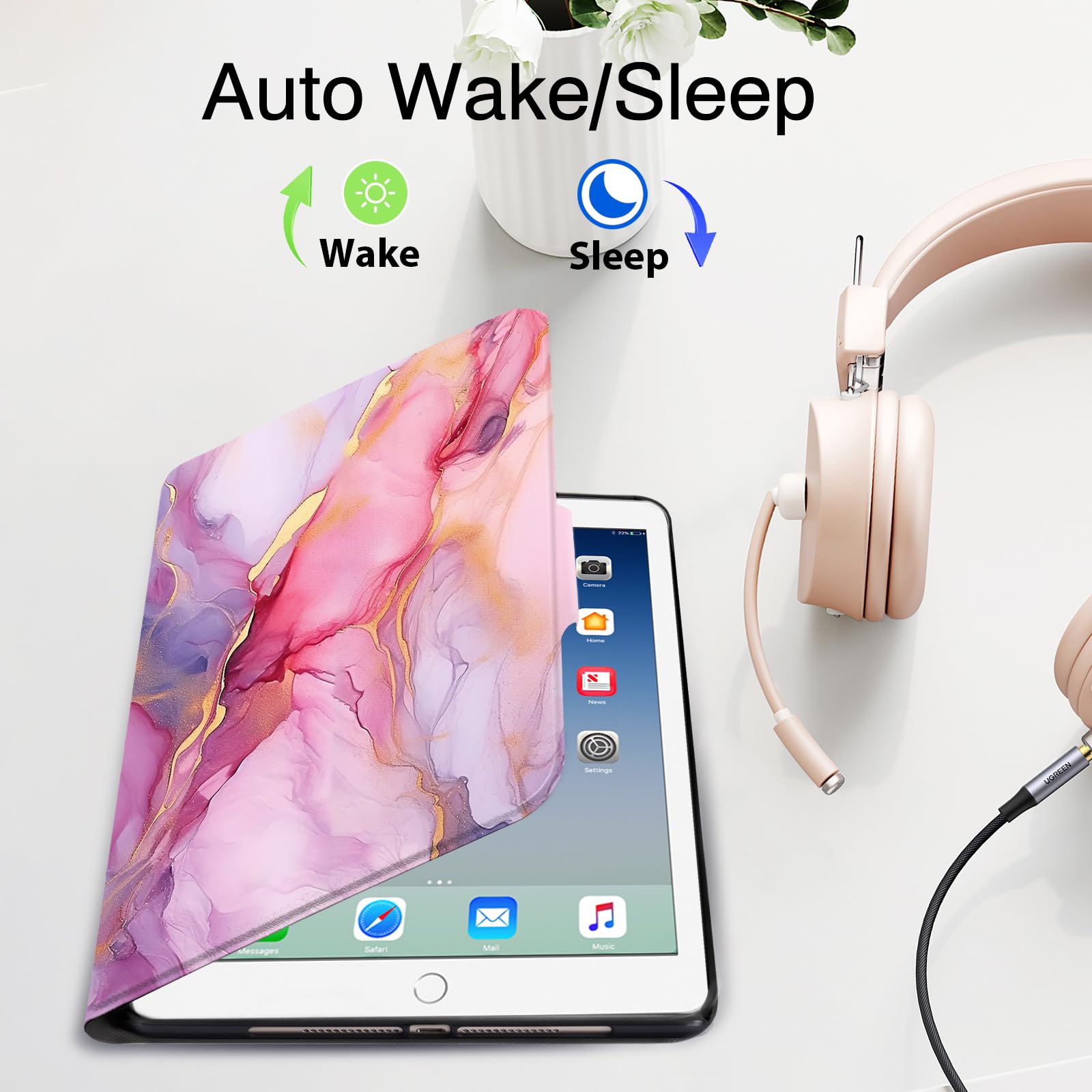 Anpredo 360 Rotating Cover For Ipad 9.7In Air2/Air1 With Magnetic Clasp, Cases For Apple Ipad 9.7 Inch 2018/2017, Ipad Model A19