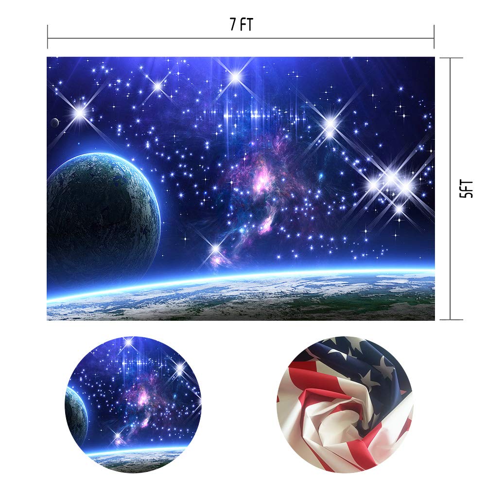 Galaxy Background Mtmety 7X5Ft Stars Sky Background Dark Blue Halo Glitters Stars Purple The Earth Props Photo Booth Studio Hxme