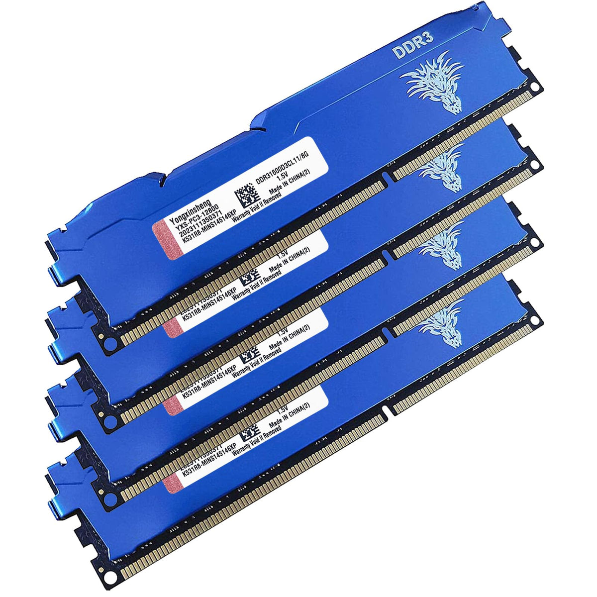 Yongxinsheng Ddr3 32Gb Kit (8Gbx4) Desktop Ram 1600Mhz Pc3-12800 Udimm Non-Ecc Unbuffered 1.5V 2Rx8 Dual Rank 240 Pin Cl11 Pc Co