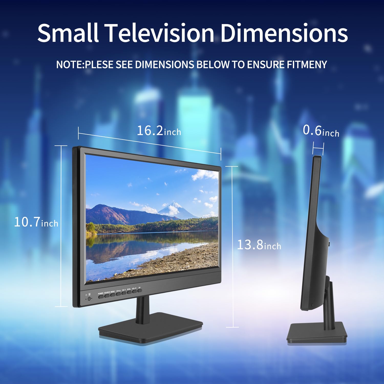 Othoig 17 Inch Tv,Small Widescreen Led Tv With Antenna,Digital Atsc Tuner Free Hd Local Channels,Hdmi Vga Usb Port,12 Volt Charg