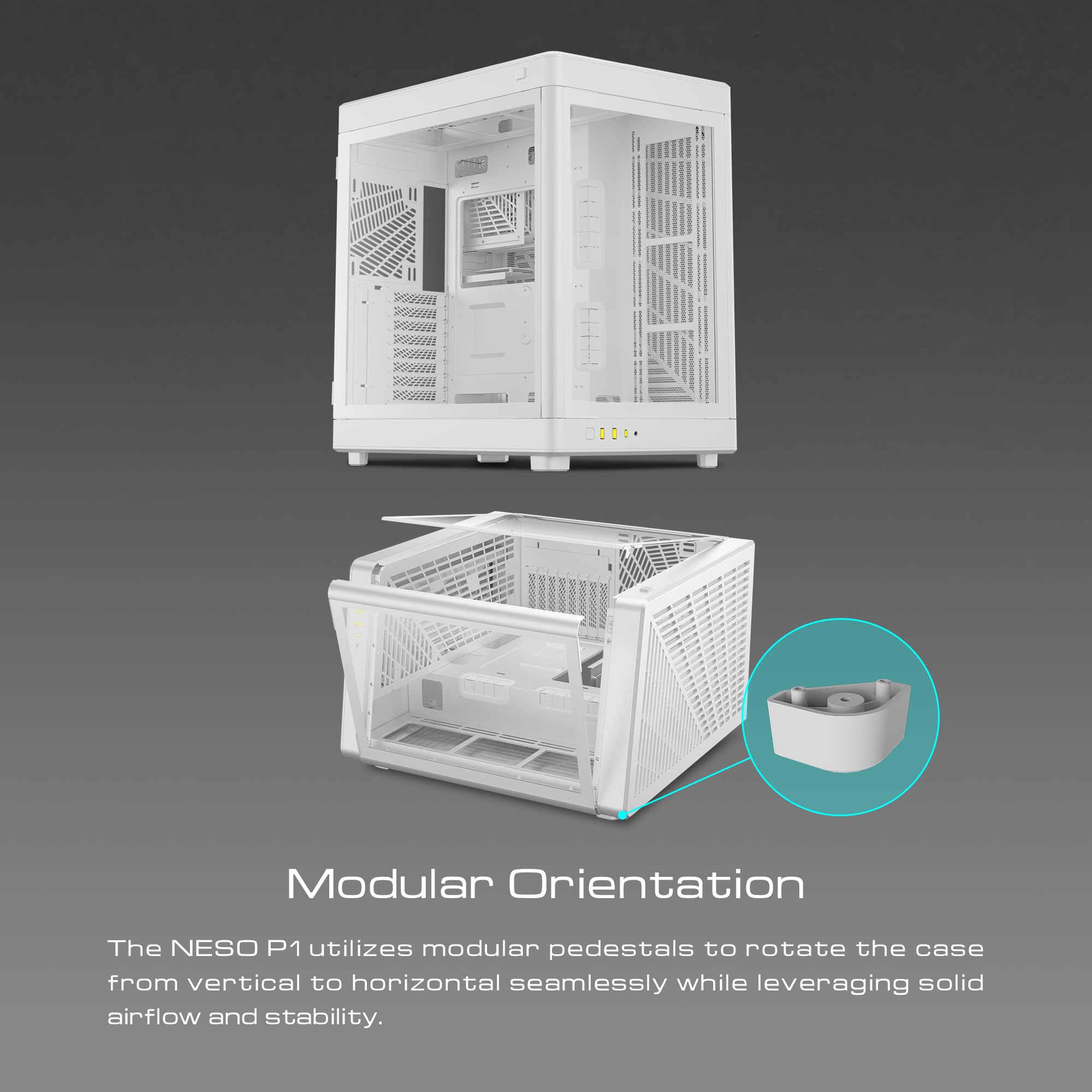 Gamdias Rgb Dual Chamber Tempered Glass Gaming Pc Case, 2 Way Standing W/Vertical & Horizontal Orientaton & One Touch Open Compu