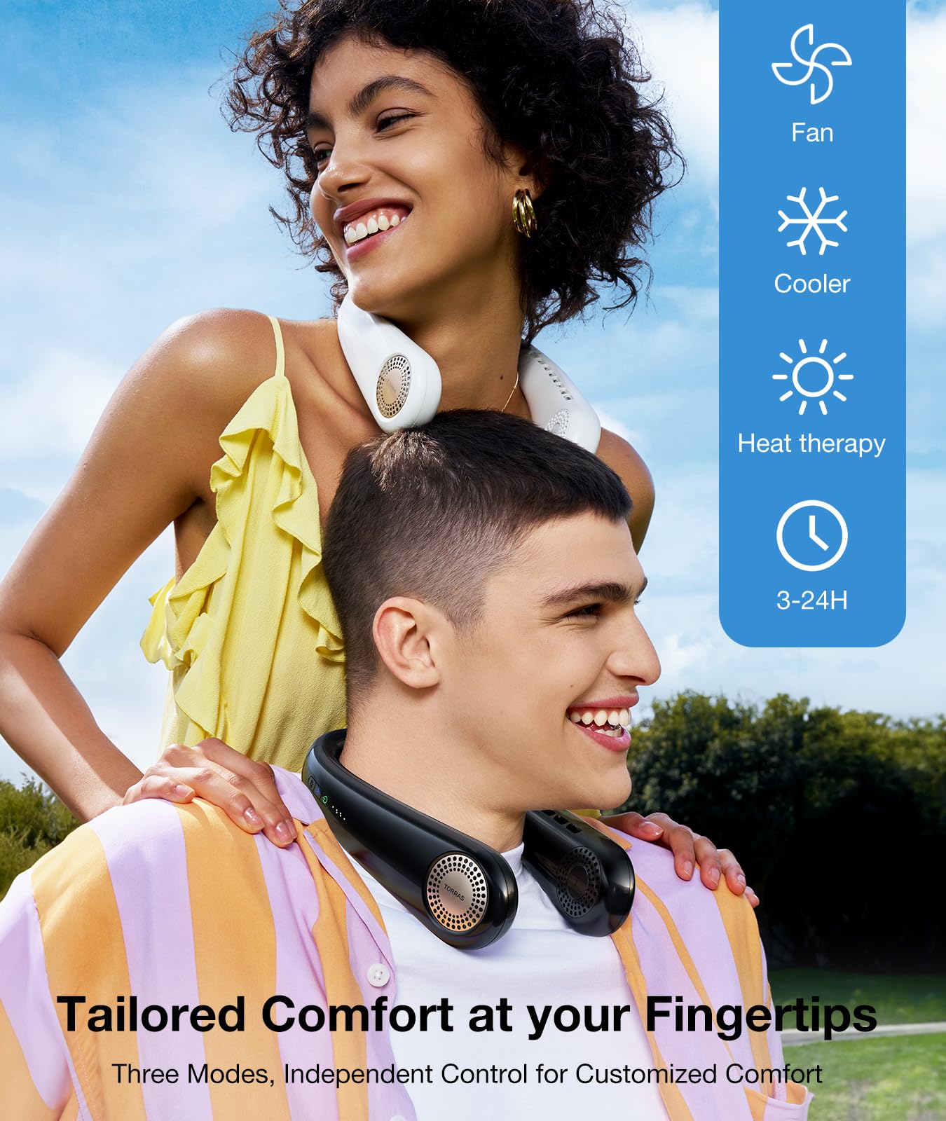 Torras [Coolify Air2024 Upgrade Neck Air Conditioner, Ultra-Light Portable Neck Fan Rechargeable, Personal Cooling Device Neck F