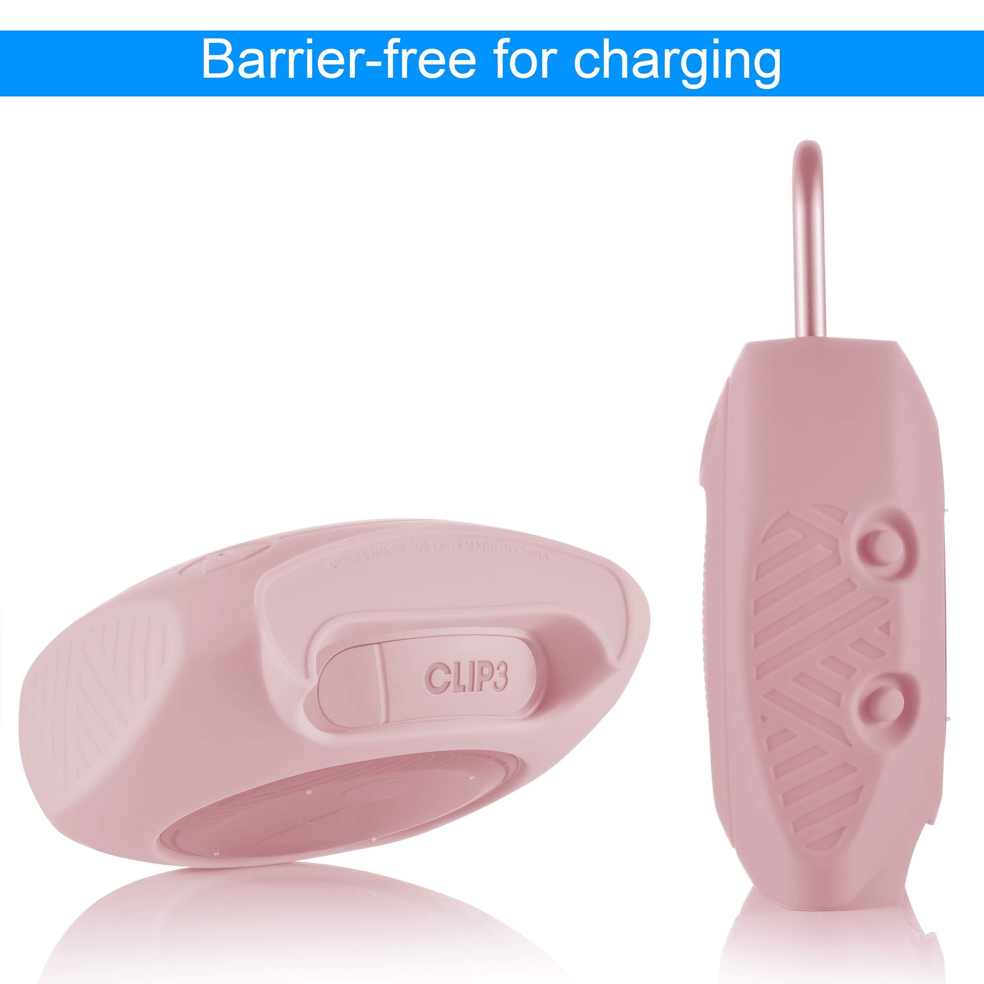 Txesign Protective Silicone Stand Up Case For Jbl Clip 3 Waterproof Portable Bluetooth Speaker (Pink)