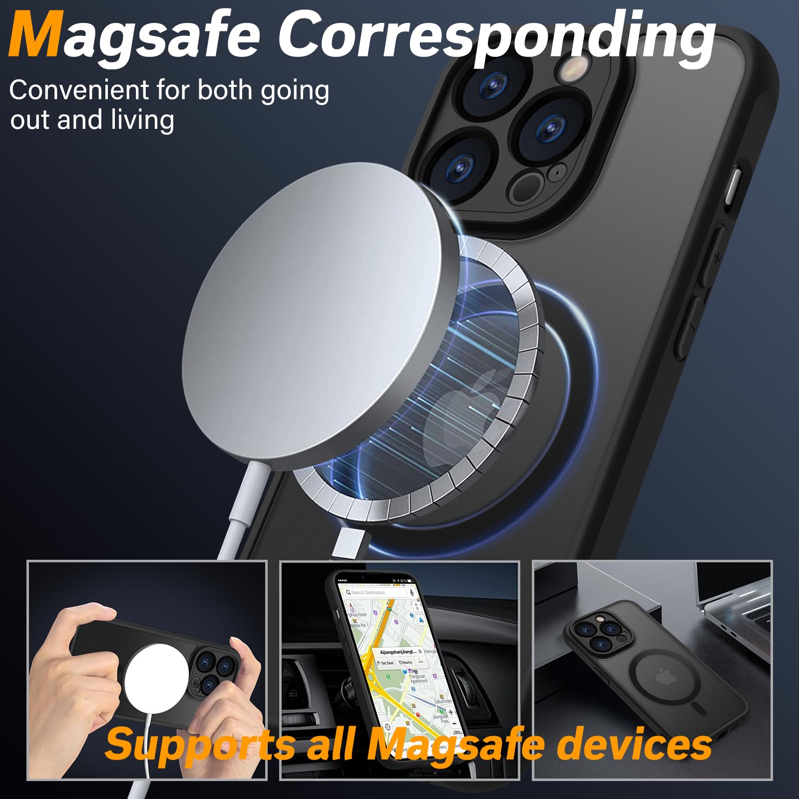 Pinlisheng Magnetic For Iphone 15 Pro Max Case,Compatible With Magsafe,Military Grade Drop Tested,Shockproof Matte Finish Transl