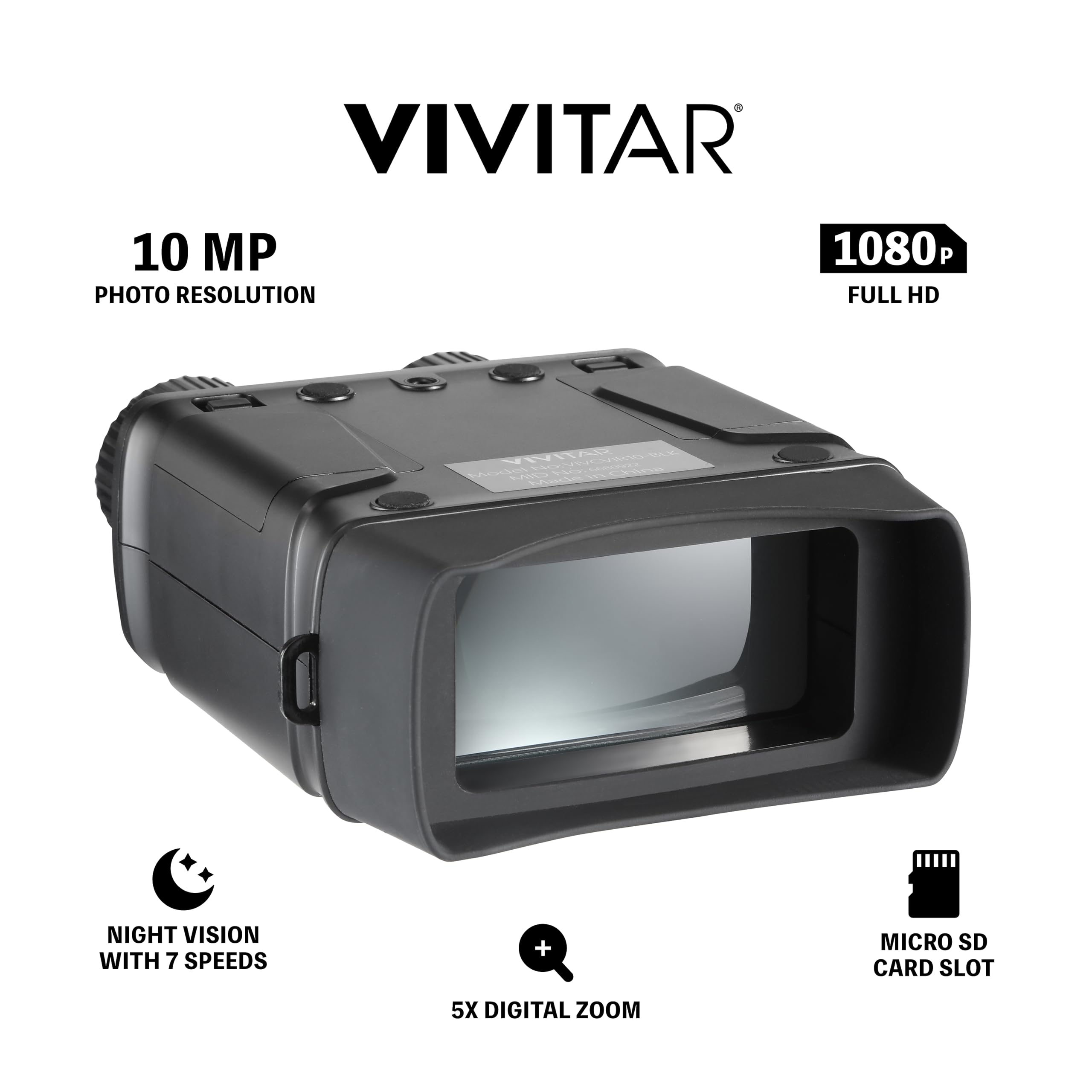 Vivitar Night Vision Binoculars Camera, 4X Optical Magnification, 2.7'' Full High Definition Lcd Display, 300M/ 985Ft Infrared D