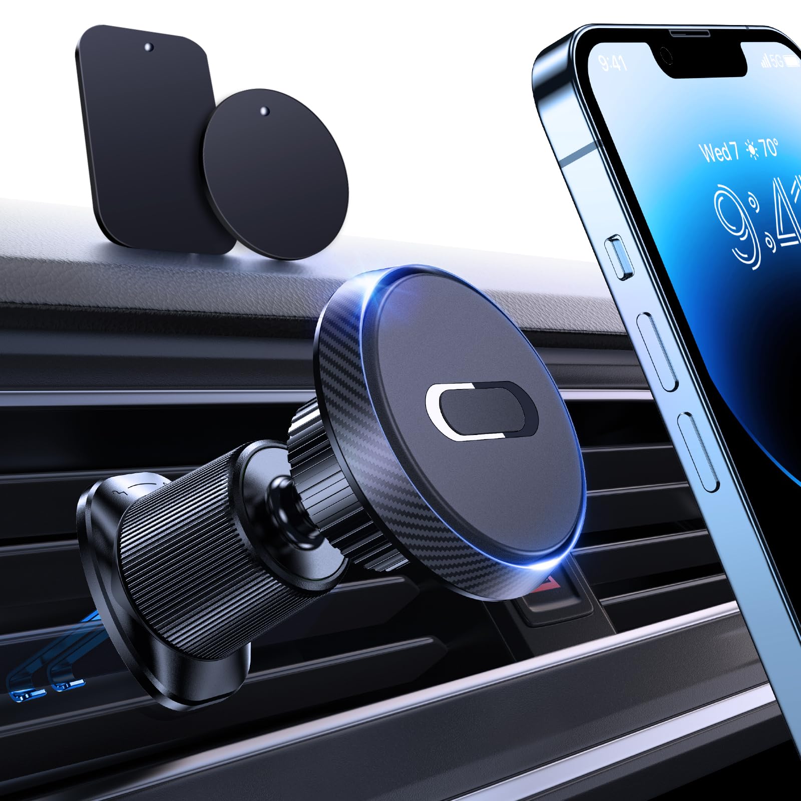 Miracase Magnetic Phone Holder For Car, [Never Blocking] Hands Free Universal Car Phone Holder, Strong Magnets Phone Mount, Vent