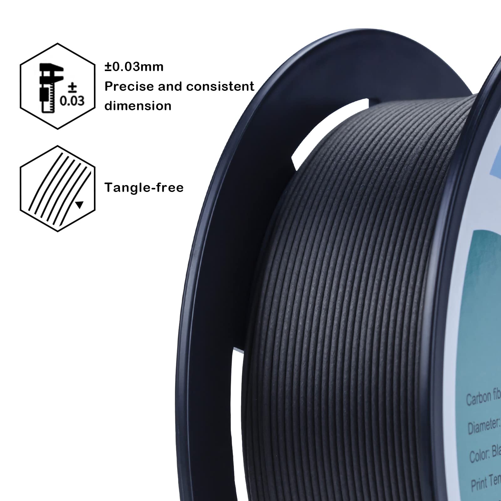 Ziro Carbon Fiber Pla Filament 1.75Mm,3D Printer Filament Carbon Fiber Pla 1.75Mm 0.8Kg Spool   Black