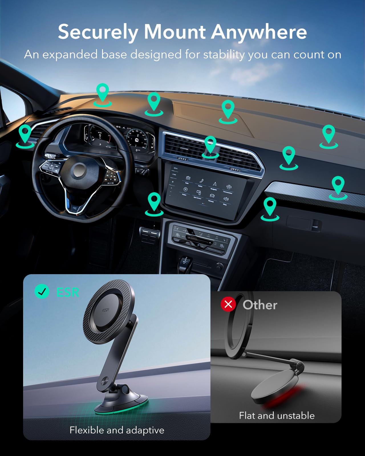 Esr For Magsafe Car Mount, Upgraded Dashboard Magnetic Phone Holder For Car, 360 Rotation, Car Phone Holder Mount For Iphone 16/