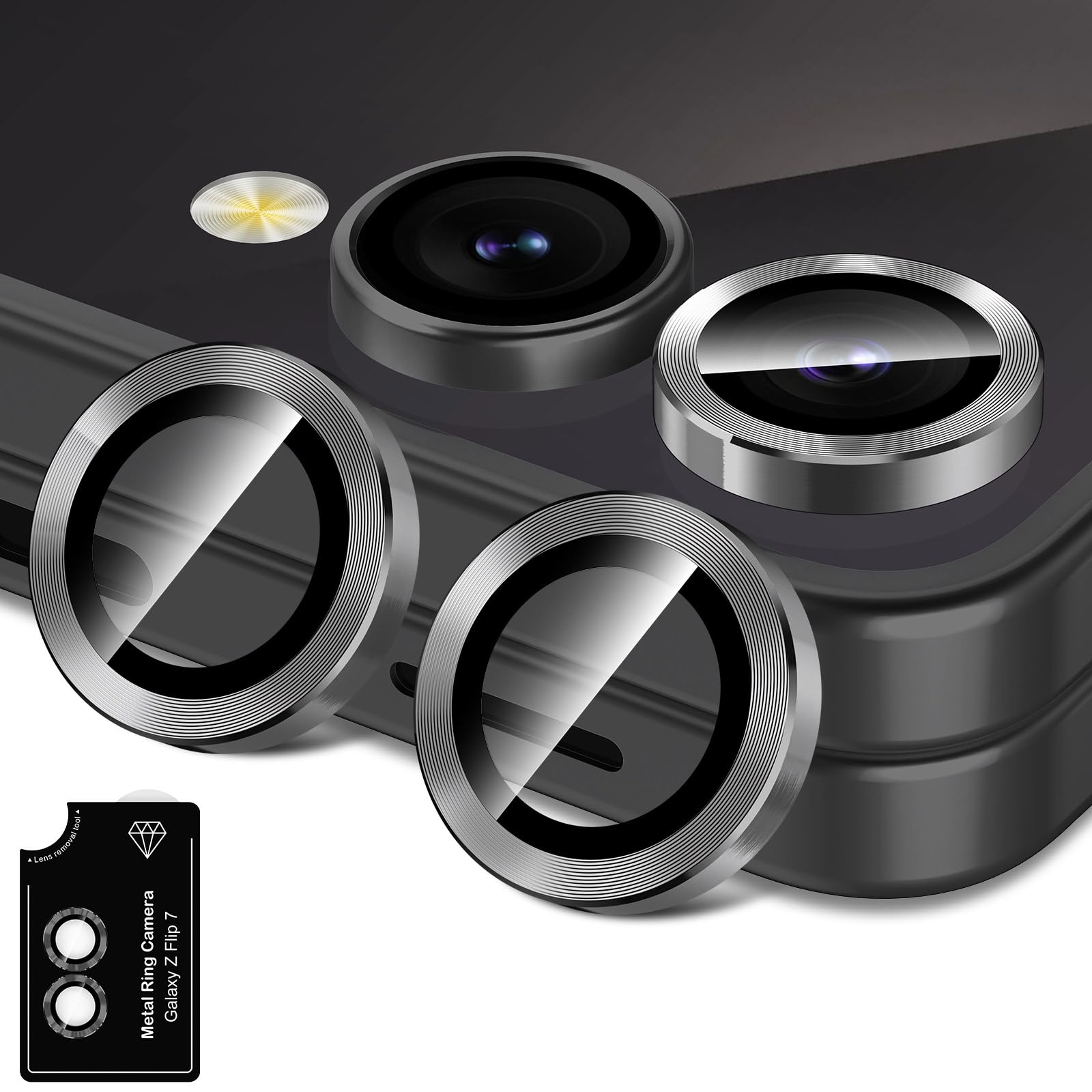 Avocase for Samsung Galaxy S25 Plus Camera Lens Protector, Individual Metal Ring Tempered Glass Lens Cover, [Strong Adsorption] 