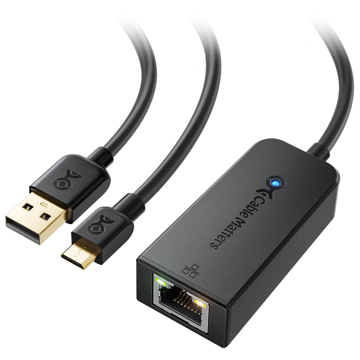 Cable Matters Micro Usb To Ethernet Adapter Up To 480Mbps, Fire Stick Ethernet Adapter, Compatible With Fire Tv Stick, Chromecas
