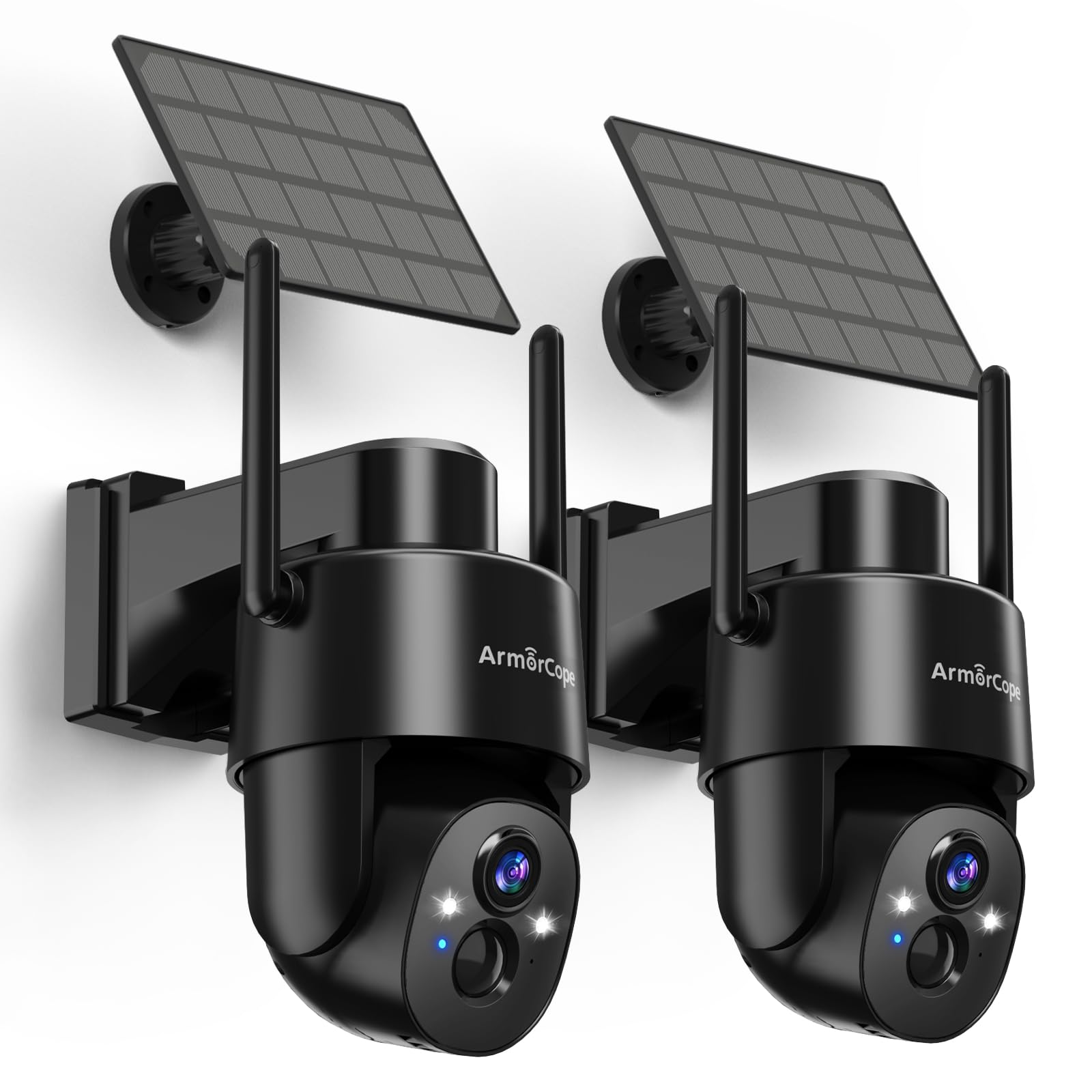 Armorcope 2Pack 2K Hd Solar Security Cameras Wireless Outdoor, 360 Ptz View Outdoor Cameras For Home Security,Color Night Vision
