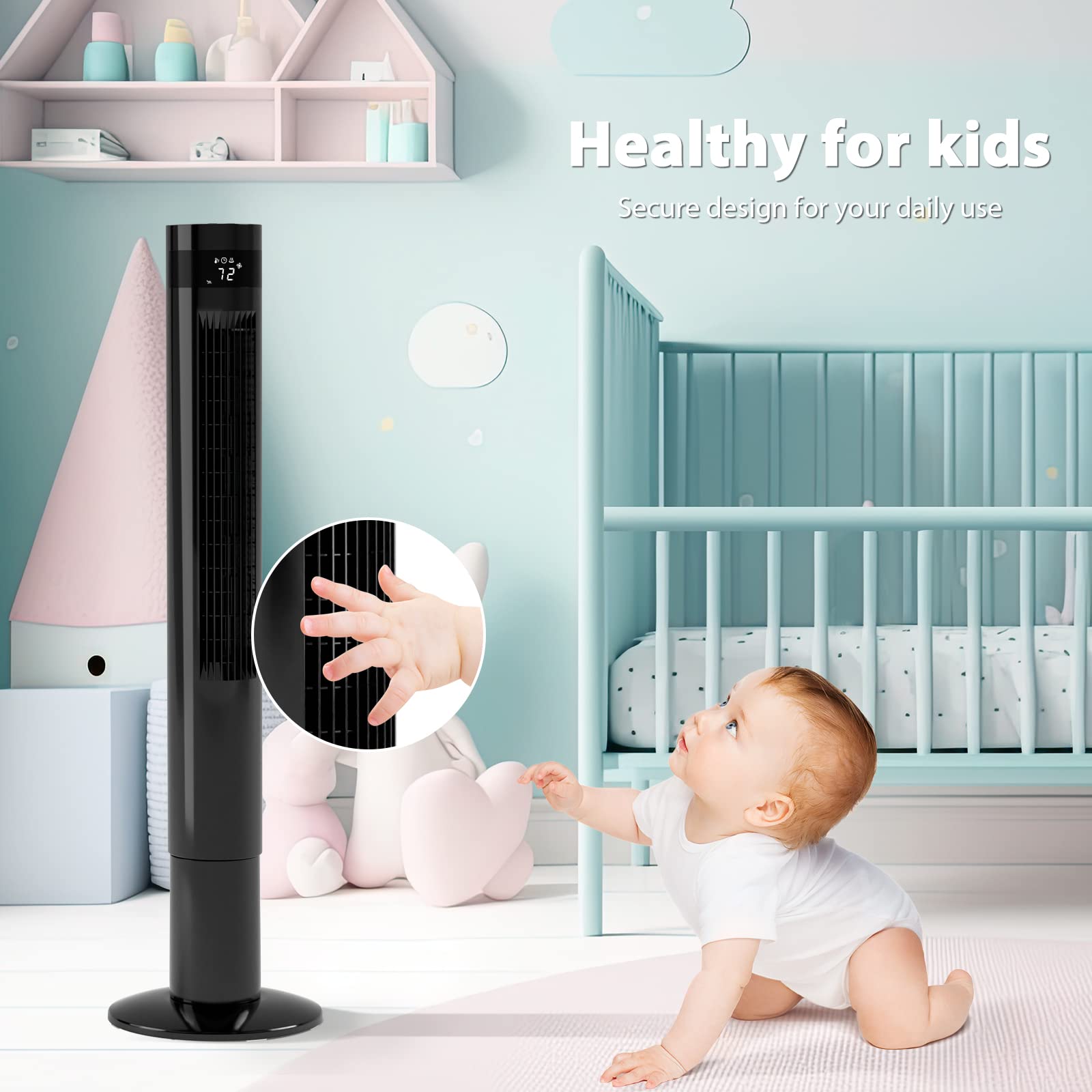 Antarctic Star Tower Fan Portable Floor Fans 85Oscillating Fan 43 Quiet Cooling 12H Timer Remote Control Standing Bladeless El