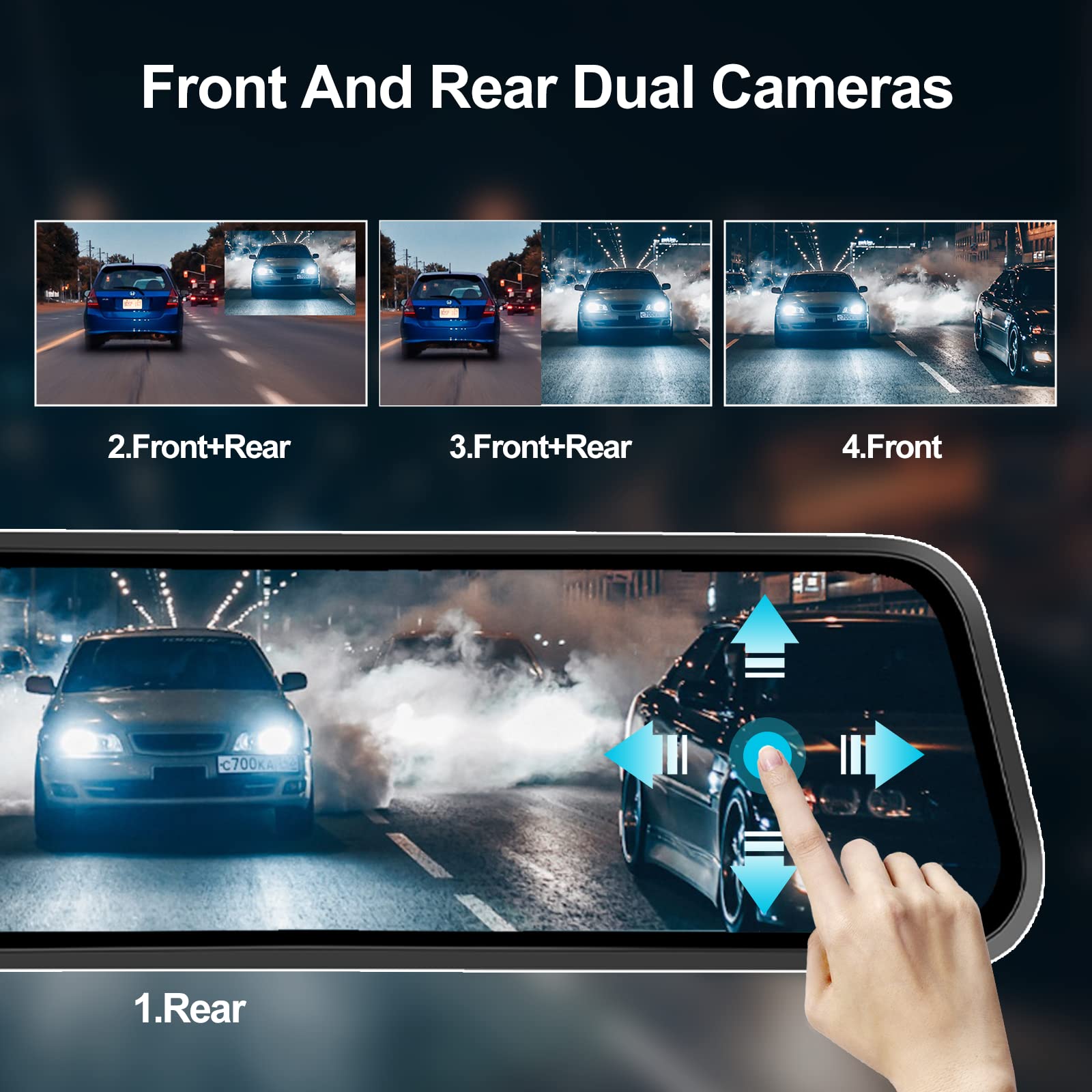 Mirror Dash Cam 9.66' Rear View Mirror 1080P Front And Rear View Dual Cameras,Night Vision,G Sensor,Parking Assistance,24H Parking Monitor,Hd Waterproof Backup Camera Free 32Gb Card For Cars/Trucks