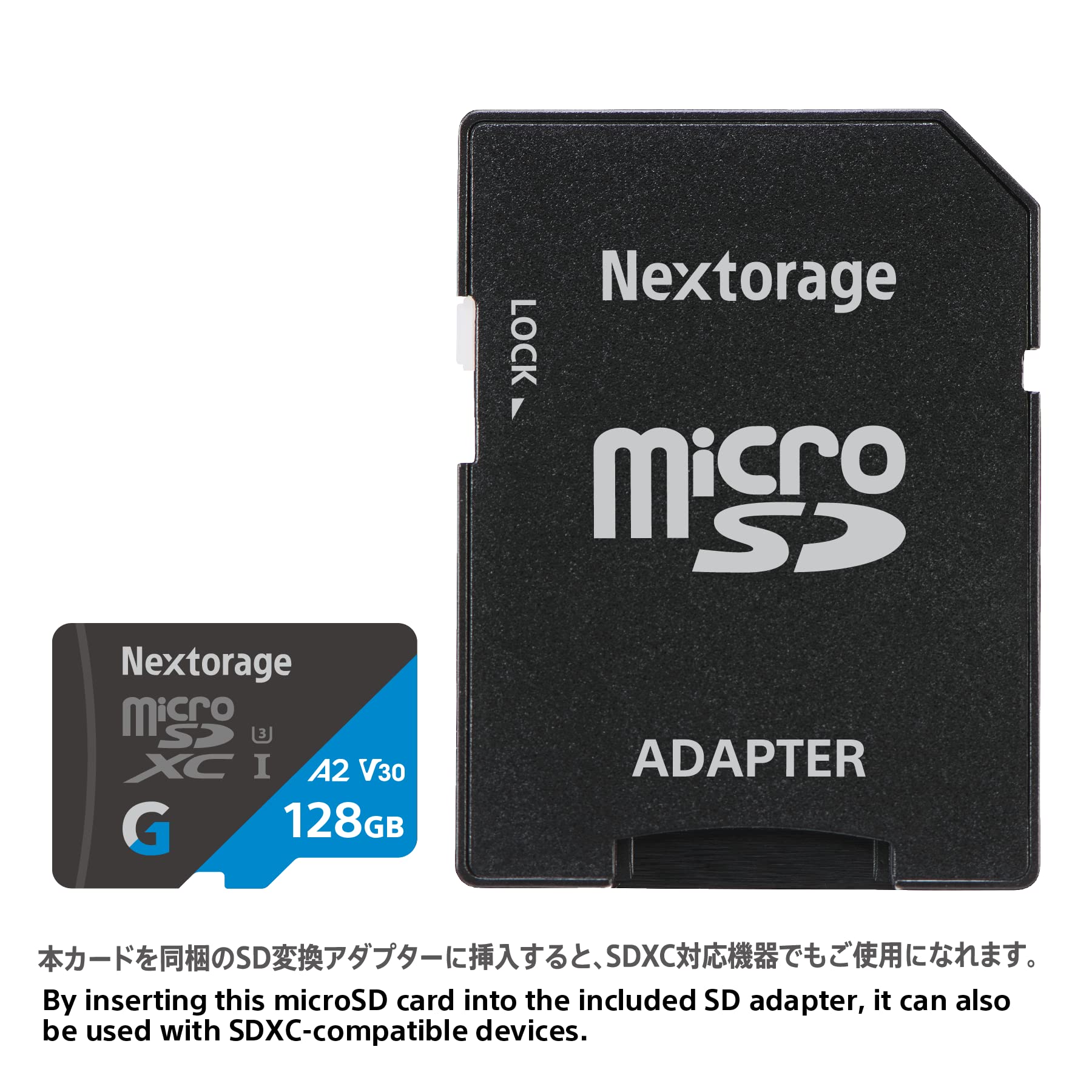 Nextorage Japan 128Gb A2 V30 Cl10 Micro Sd Card, Microsdxc Memory Card For Nintendo Switch, Steam Deck, Smartphones, Gaming, Go Pro, 4K Video, Uhs I U3, Up To 100Mb/S, With Adapter (G Series)