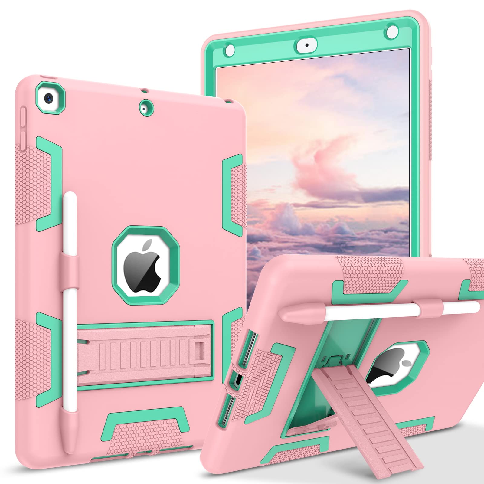 Veningo Compatible With Ipad 9Th Generation Case, Compatible With Ipad 8Th/7Th Gen Case, 3 In 1 Heavy Duty Soft Shockproof Prote