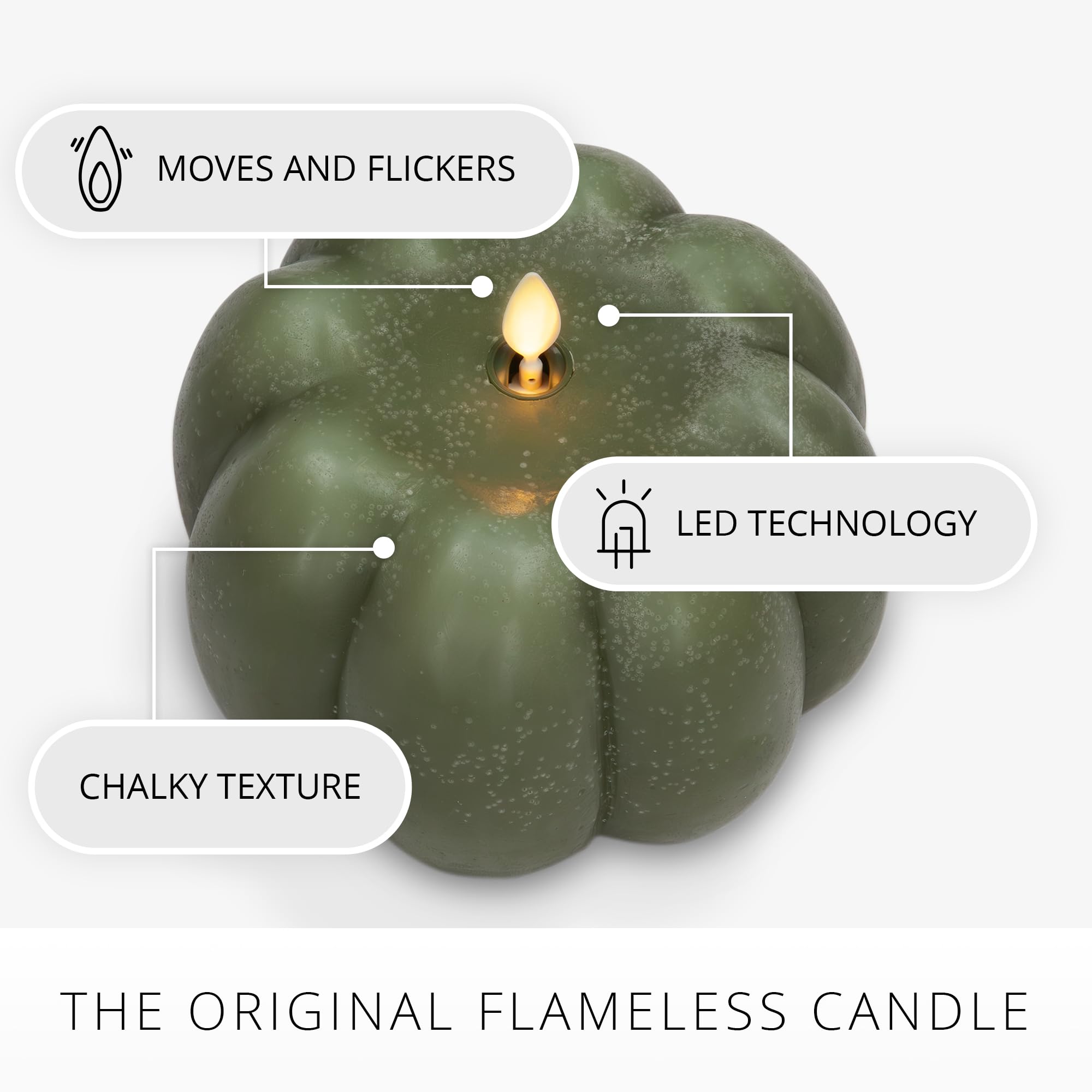 Luminara Pumpkin Figural Flameless Flickering Moving Flame Led Candle (5.5'' X 4.25''), Chalky Finish Real Unscented Wax, Time F