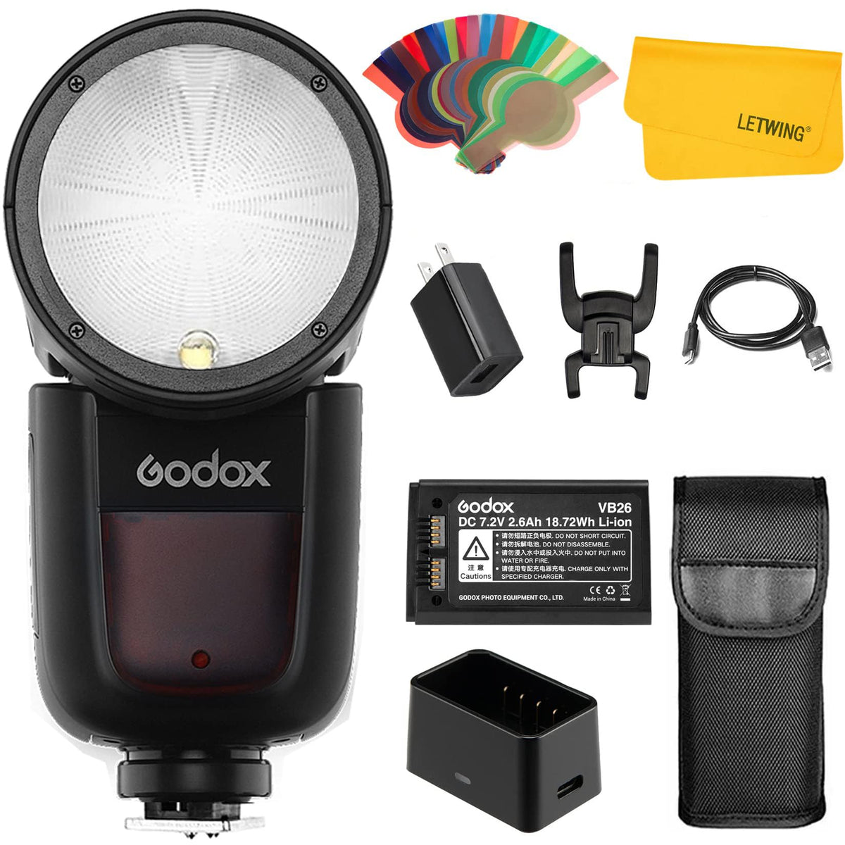 Godox V1 V1-S Round Head Camera Flash For Sony, 2.4G Ttl Sony Flash Speedlite, 1/8000 Hss Speedlight For Sony, Rechargeable Li-I
